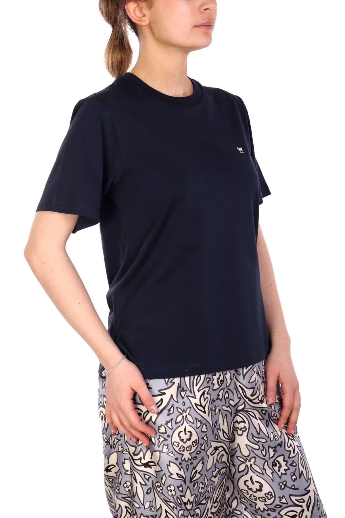 MAX MARA WEEKEND T-SHIRT SATRAPO LOGO ΣΚΟΥΡΟ ΜΠΛΕ