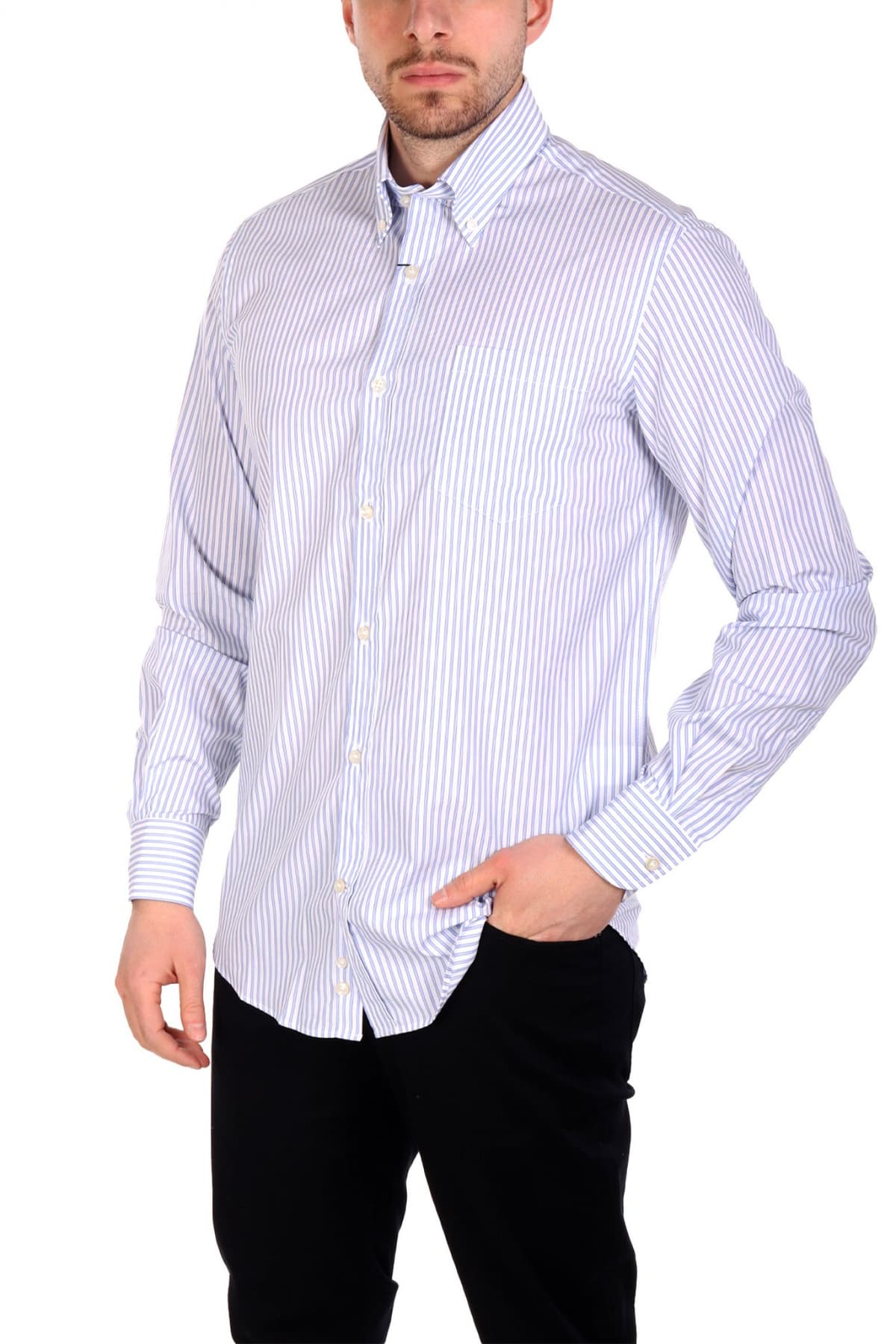 PAUL&SHARK ΠΟΥΚΑΜΙΣΟ BUTTON DOWN ΡΙΓΕ ΜΠΛΕ-ΛΕΥΚΟ