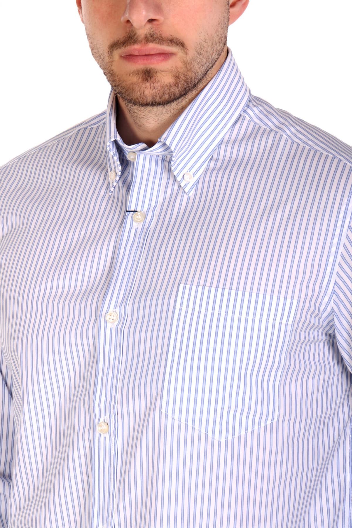 PAUL&SHARK ΠΟΥΚΑΜΙΣΟ BUTTON DOWN ΡΙΓΕ ΜΠΛΕ-ΛΕΥΚΟ