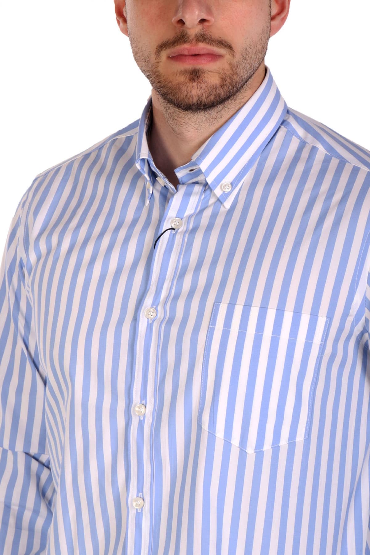 PAUL&SHARK ΠΟΥΚΑΜΙΣΟ BUTTON DOWN ΡΙΓΕ SIFT TOUCH LOGO ΣΙΕΛ-ΛΕΥΚΟ