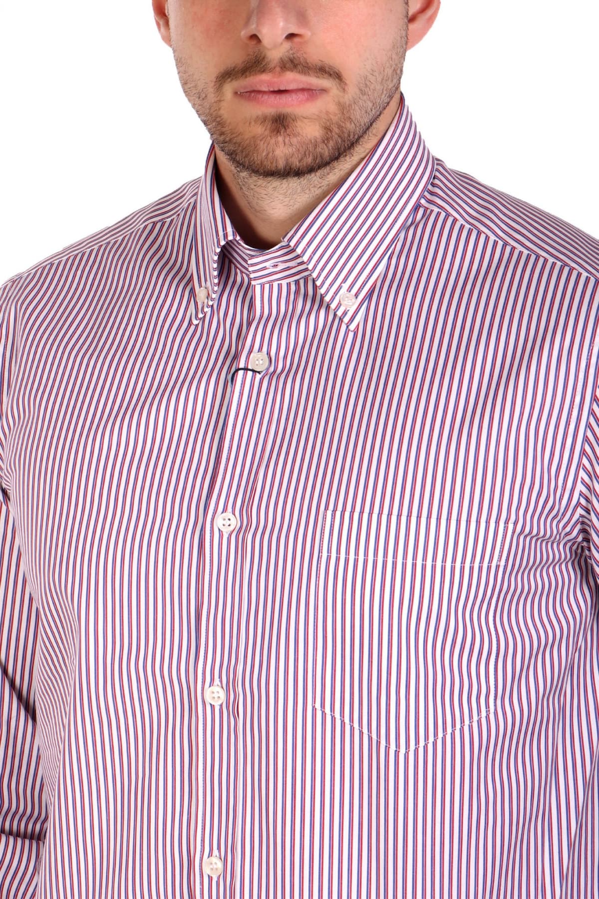PAUL&SHARK ΠΟΥΚΑΜΙΣΟ BUTTON DOWN ΡΙΓΕ SOFT TOUCH ΚΟΚΚΙΝΟ-ΜΠΛΕ-ΛΕΥΚΟ