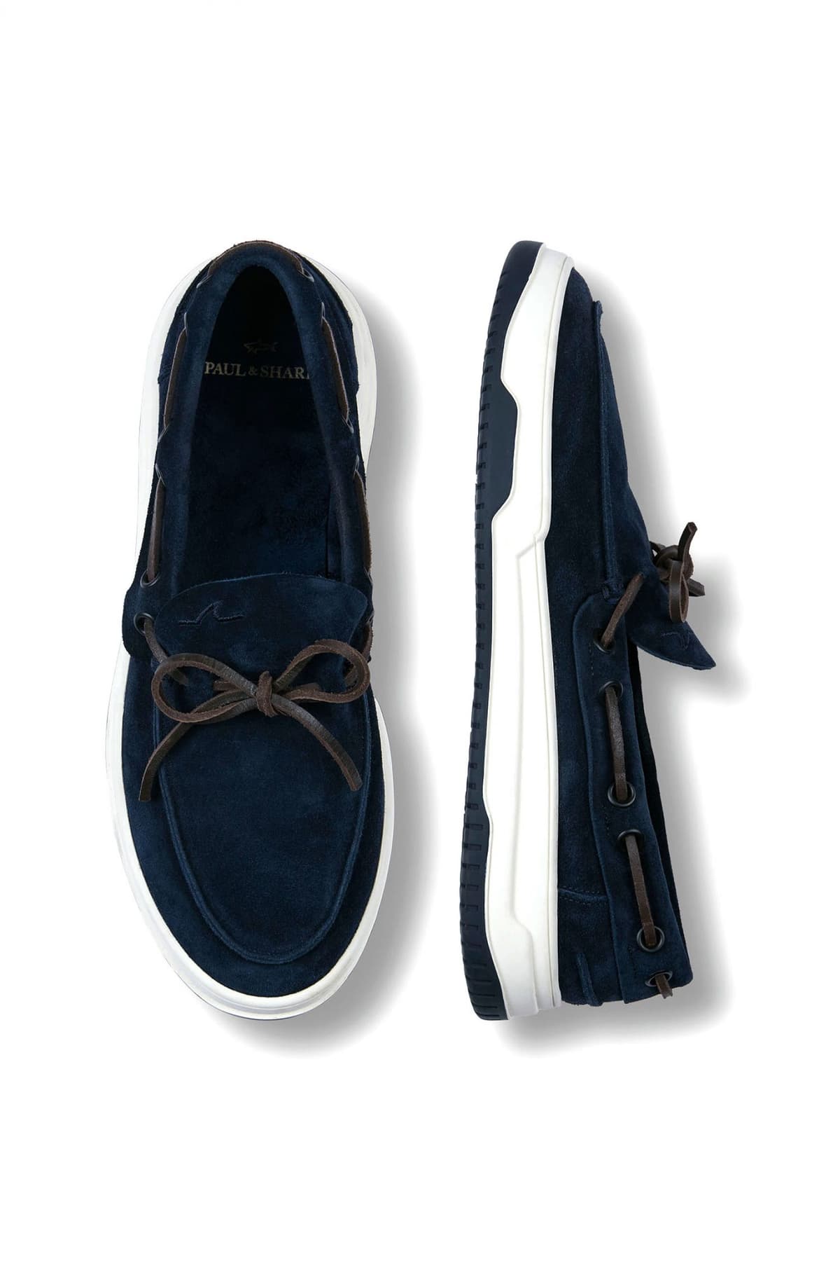 PAUL&SHARK ΠΑΠΟΥΤΣΙ BOAT SUEDE ΜΠΛΕ-ΛΕΥΚΟ