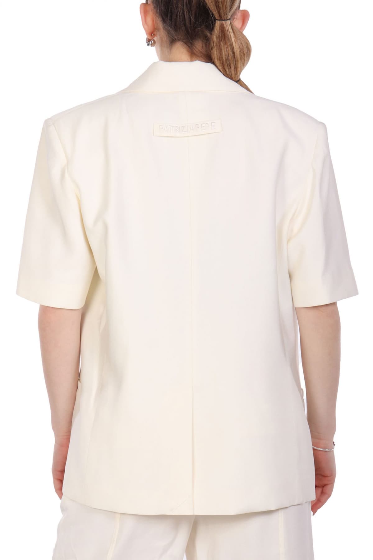 PATRIZIA PEPE ΣΑΚΑΚΙ ΚΟΝΤΟ ΜΑΝΙΚΙ LOGO ΠΙΣΩ ΕΚΡΟΥ