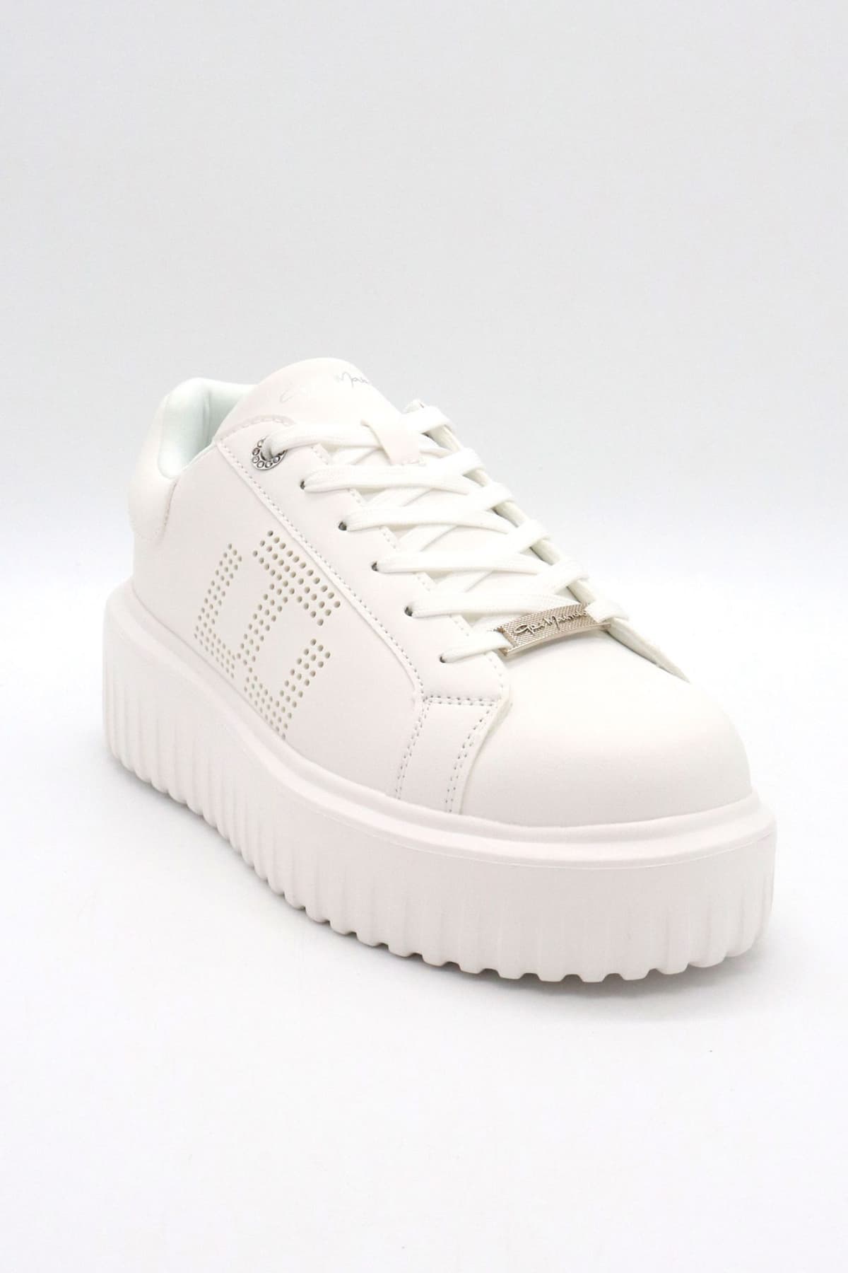 GAI MATTIOLO ΠΑΠΟΥΤΣΙΑ SNEAKERS MΕΤΑΛΛΙΚΟ LOGO ΛΕΥΚΟ