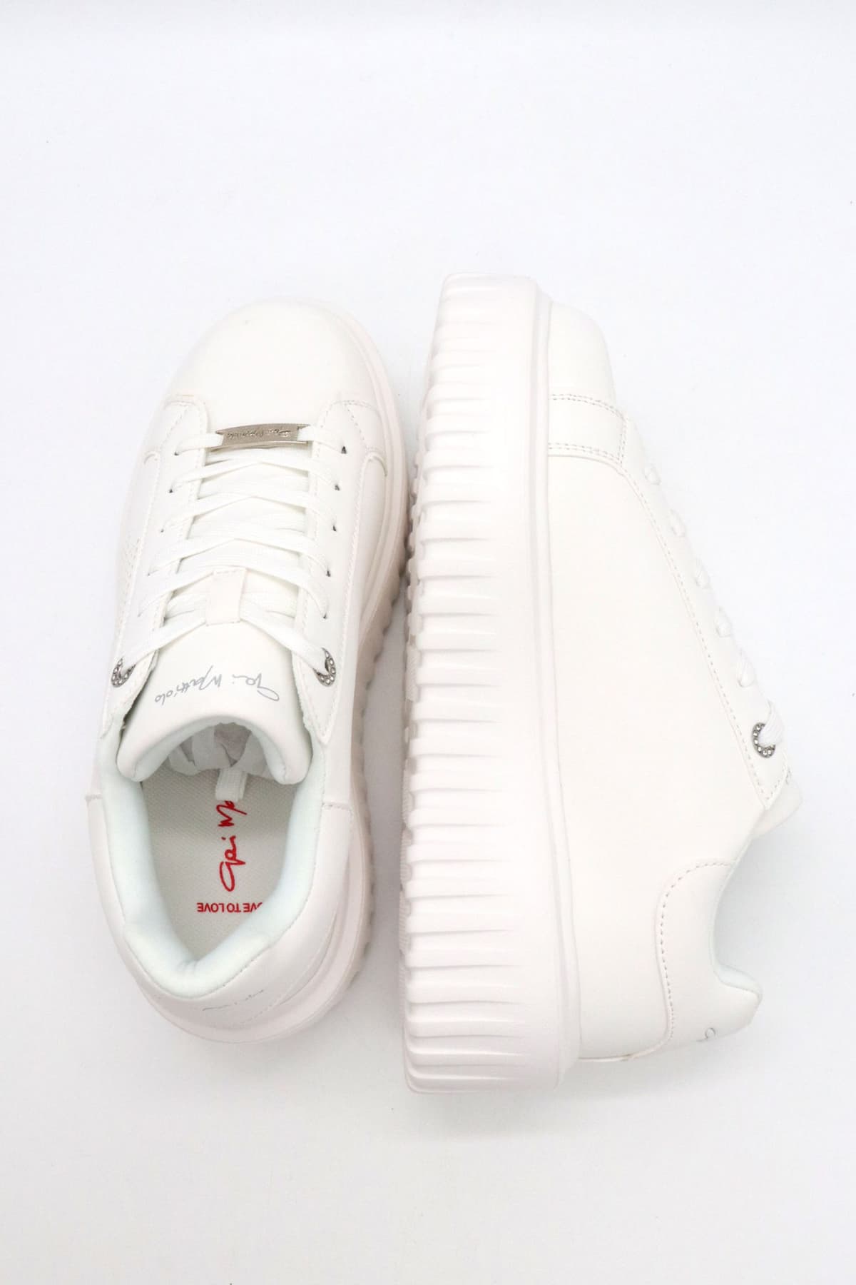 GAI MATTIOLO ΠΑΠΟΥΤΣΙΑ SNEAKERS MΕΤΑΛΛΙΚΟ LOGO ΛΕΥΚΟ