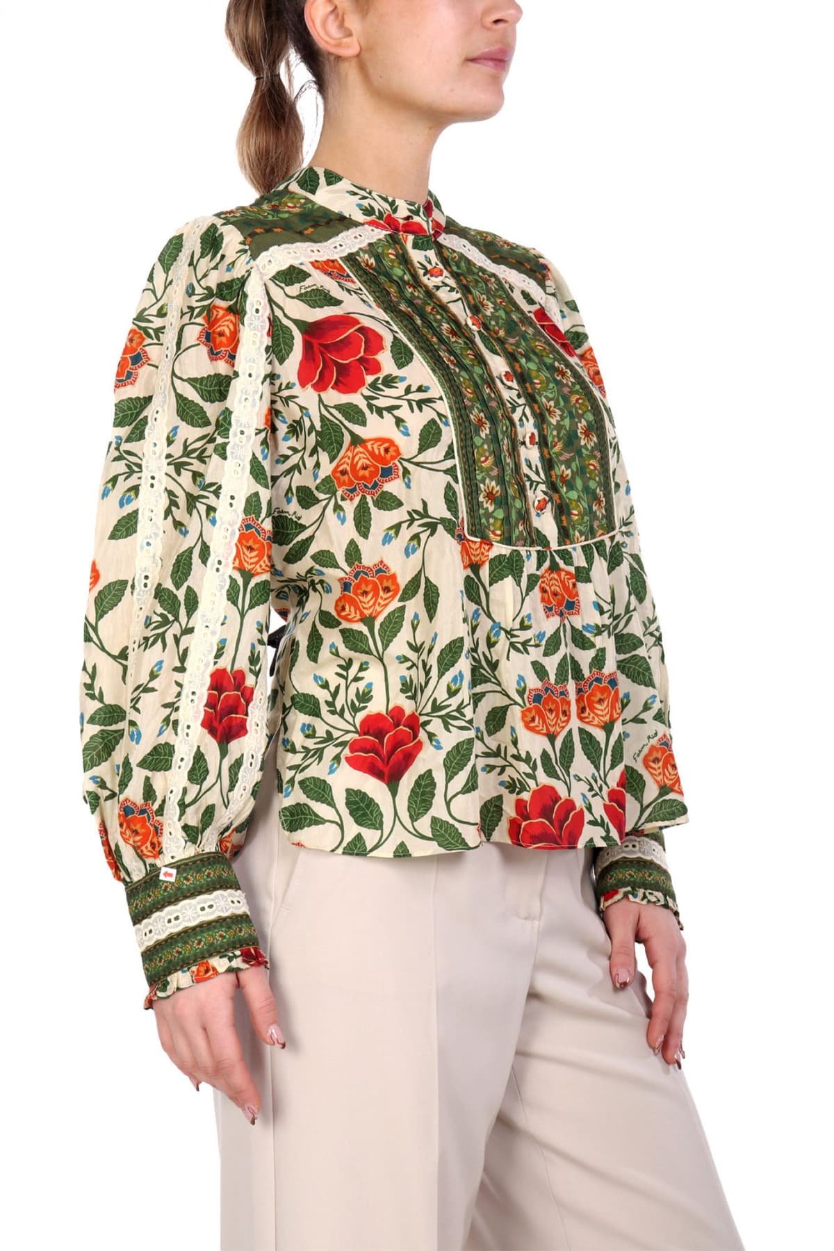 FARM RIO ΜΠΛΟΥΖΑ GARDEN TAPESTRY SAND FLORAL ΜΠΕΖ-ΠΡΑΣΙΝΟ