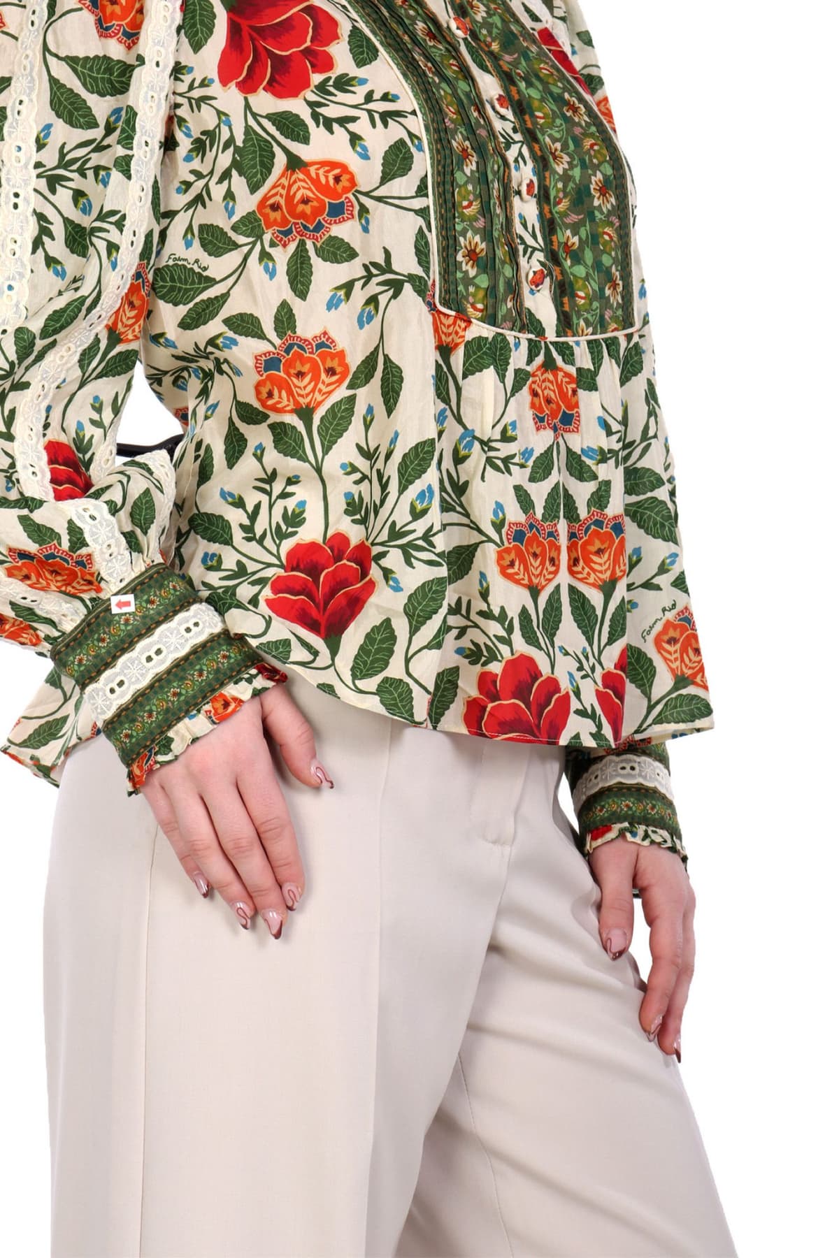 FARM RIO ΜΠΛΟΥΖΑ GARDEN TAPESTRY SAND FLORAL ΜΠΕΖ-ΠΡΑΣΙΝΟ