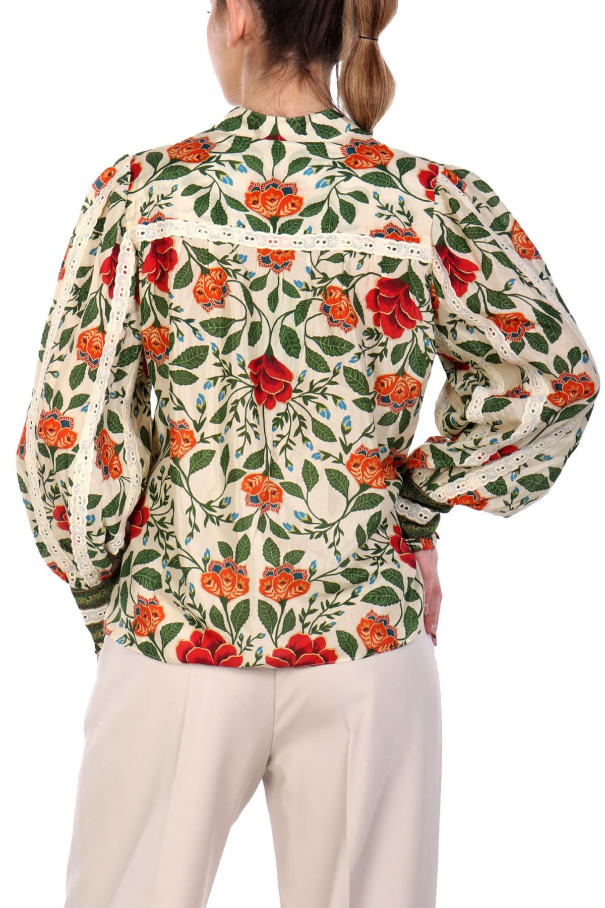 FARM RIO ΜΠΛΟΥΖΑ GARDEN TAPESTRY SAND FLORAL ΜΠΕΖ-ΠΡΑΣΙΝΟ