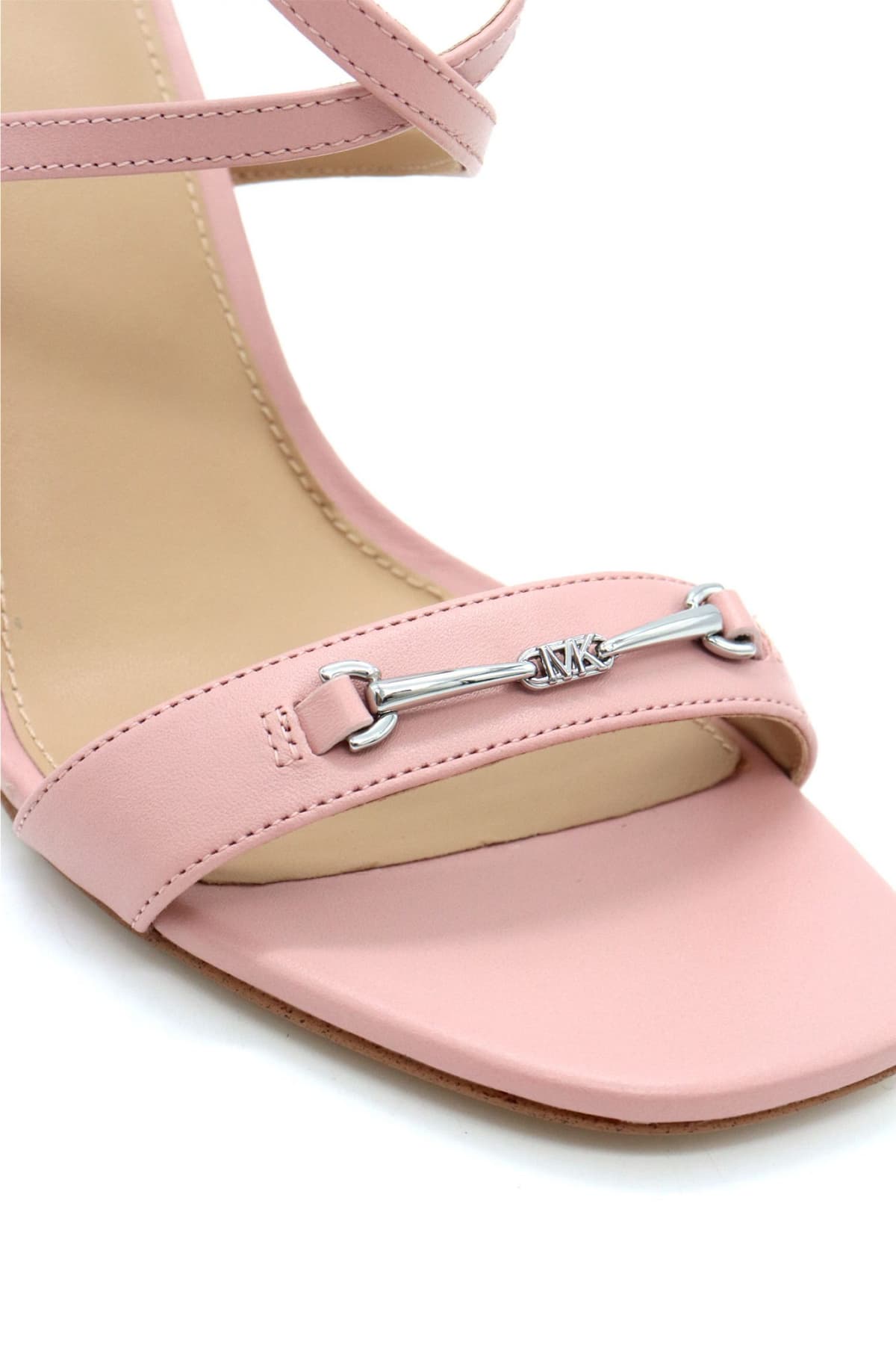 MICHAEL KORS ΠΑΠΟΥΤΣΙΑ ΠΕΔΙΛΑ LENA HEELED SANDAL METAΛΛΙΚΟ LOGO ΡΟΖ
