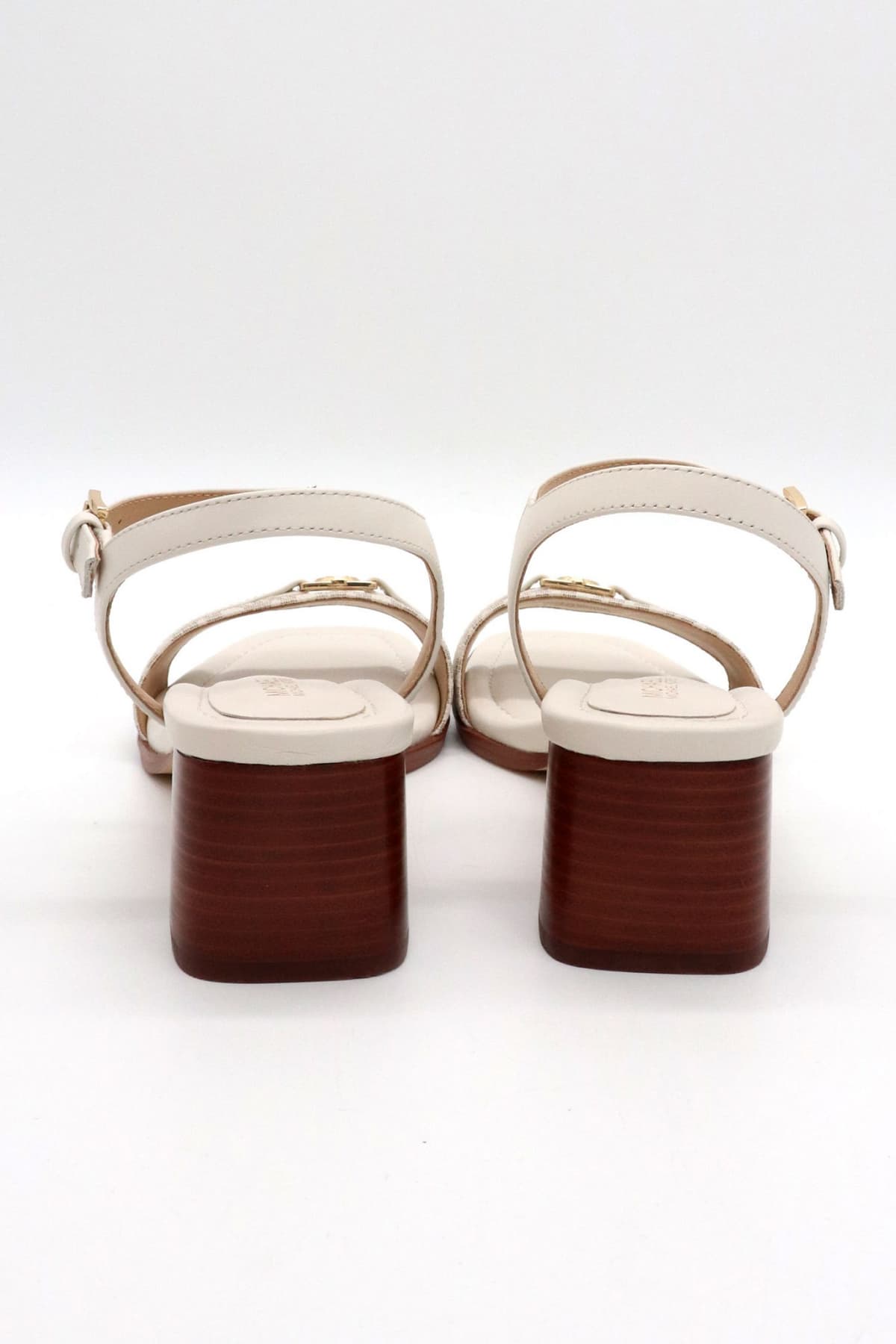 MICHAEL KORS ΠΑΠΟΥΤΣΙΑ ΠΕΔΙΛΑ MANDY MID SANDAL ΜΕΤΑΛΛΙΚΟ LOGO KΡΕΜ