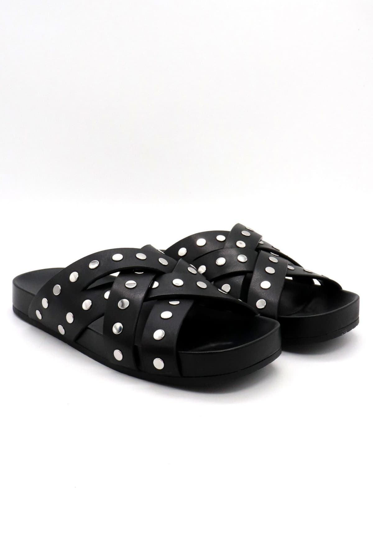 MICHAEL KORS ΠΑΠΟΥΤΣΙΑ ΠΑΝΤΟΦΛΕΣ IRENE FLAT SANDAL METAΛΛΙΚΑ ΤΡΟΥΞ LOGO ΜΑΥΡΟ