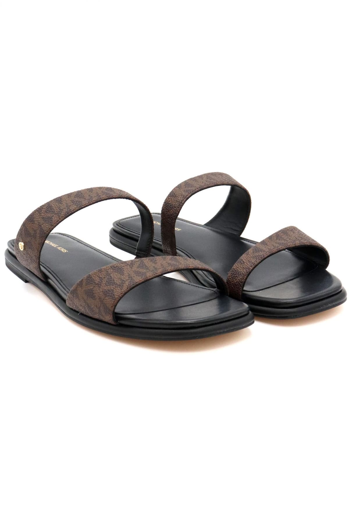 MICHAEL KORS ΠΑΠΟΥΤΣΙΑ ΠΑΝΤΟΦΛΕΣ JAIDA FLAT SANDAL ALL OVER LOGO KΑΦΕ/ΜΑΥΡΟ
