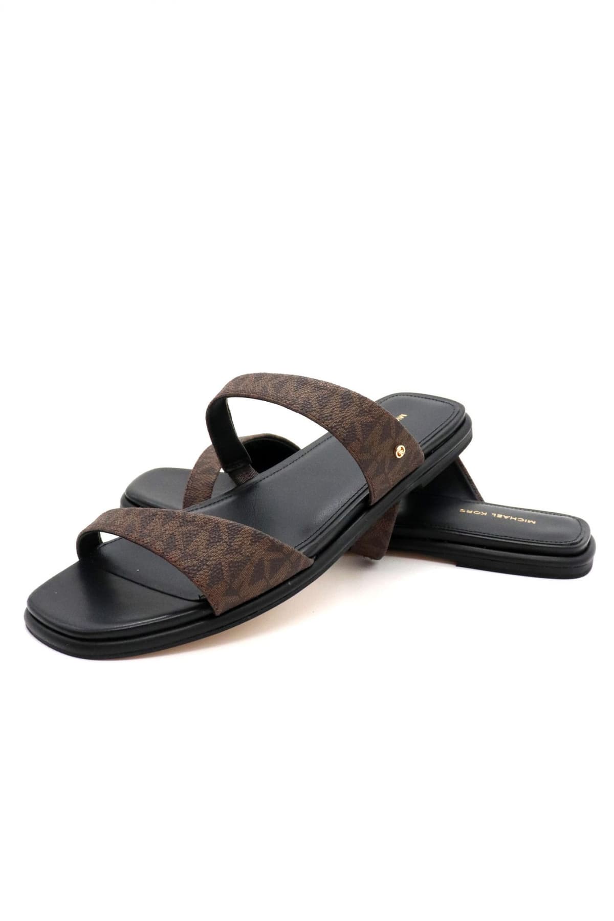 MICHAEL KORS ΠΑΠΟΥΤΣΙΑ ΠΑΝΤΟΦΛΕΣ JAIDA FLAT SANDAL ALL OVER LOGO KΑΦΕ/ΜΑΥΡΟ