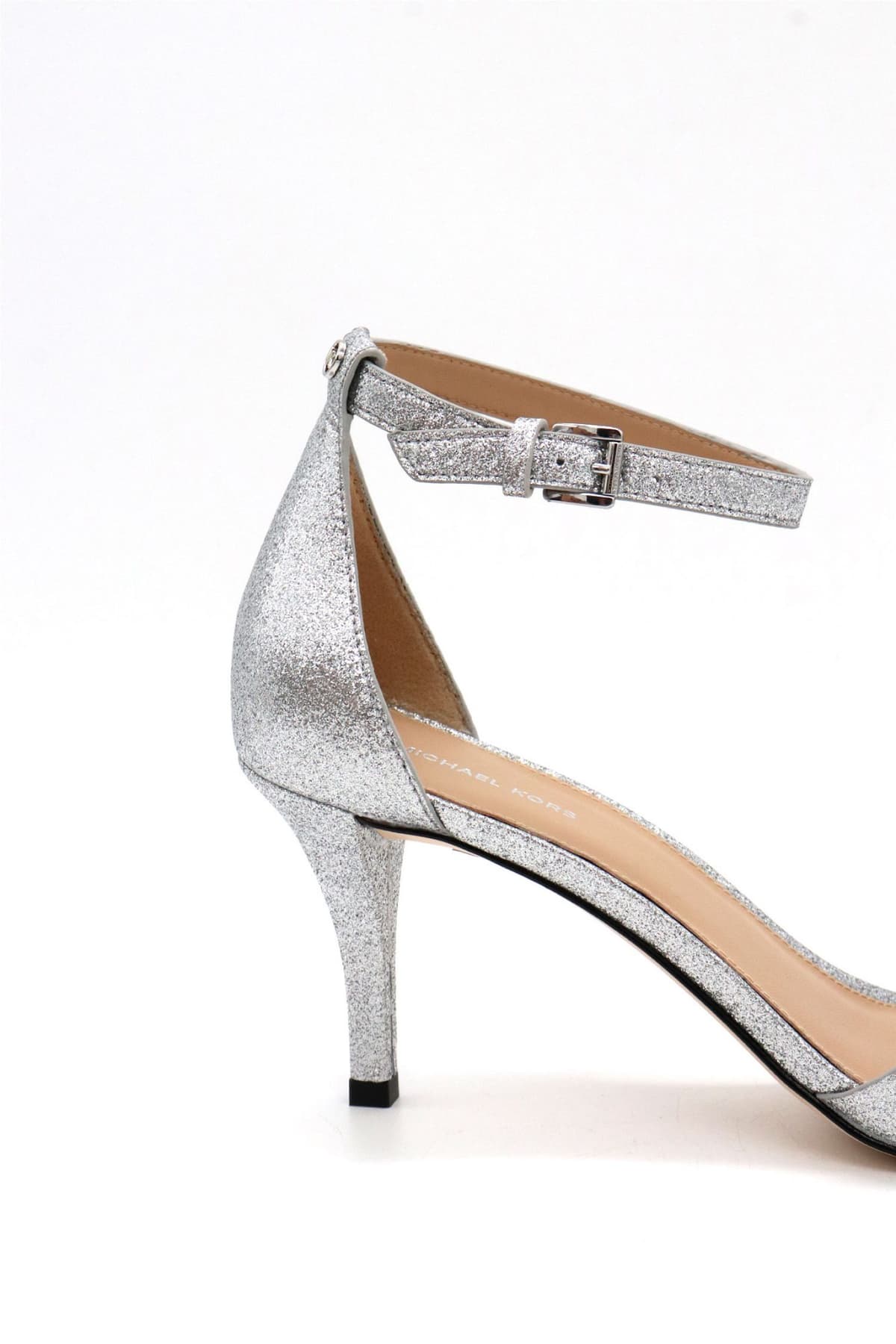 MICHAEL KORS ΠΑΠΟΥΤΣΙΑ ΠΕΔΙΛΑ JAIDA HEELED SANDAL GLITTER LOGO ΑΣΗΜΙ