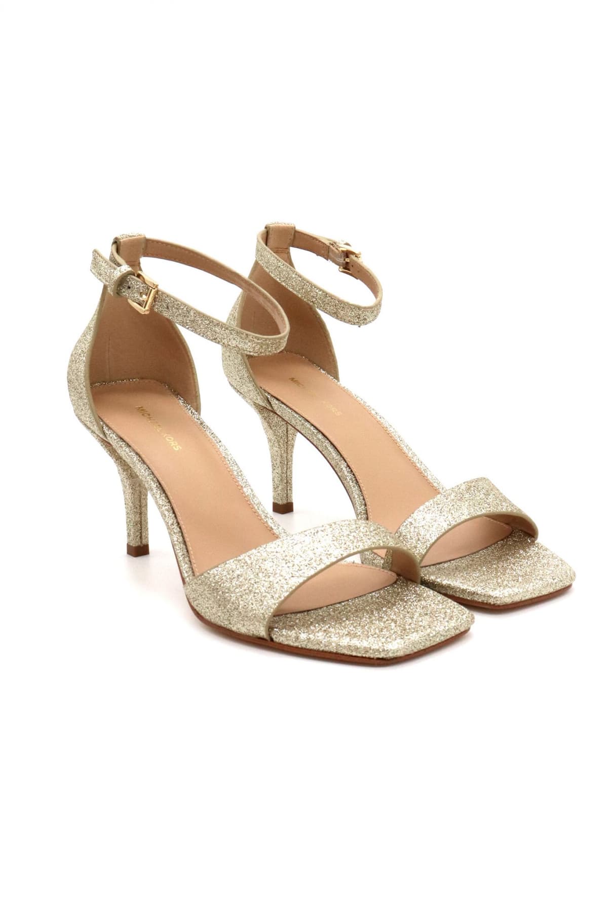 MICHAEL KORS ΠΑΠΟΥΤΣΙΑ ΠΕΔΙΛΑ JAIDA HEELED SANDAL GLITTER LOGO ΧΡΥΣΟ