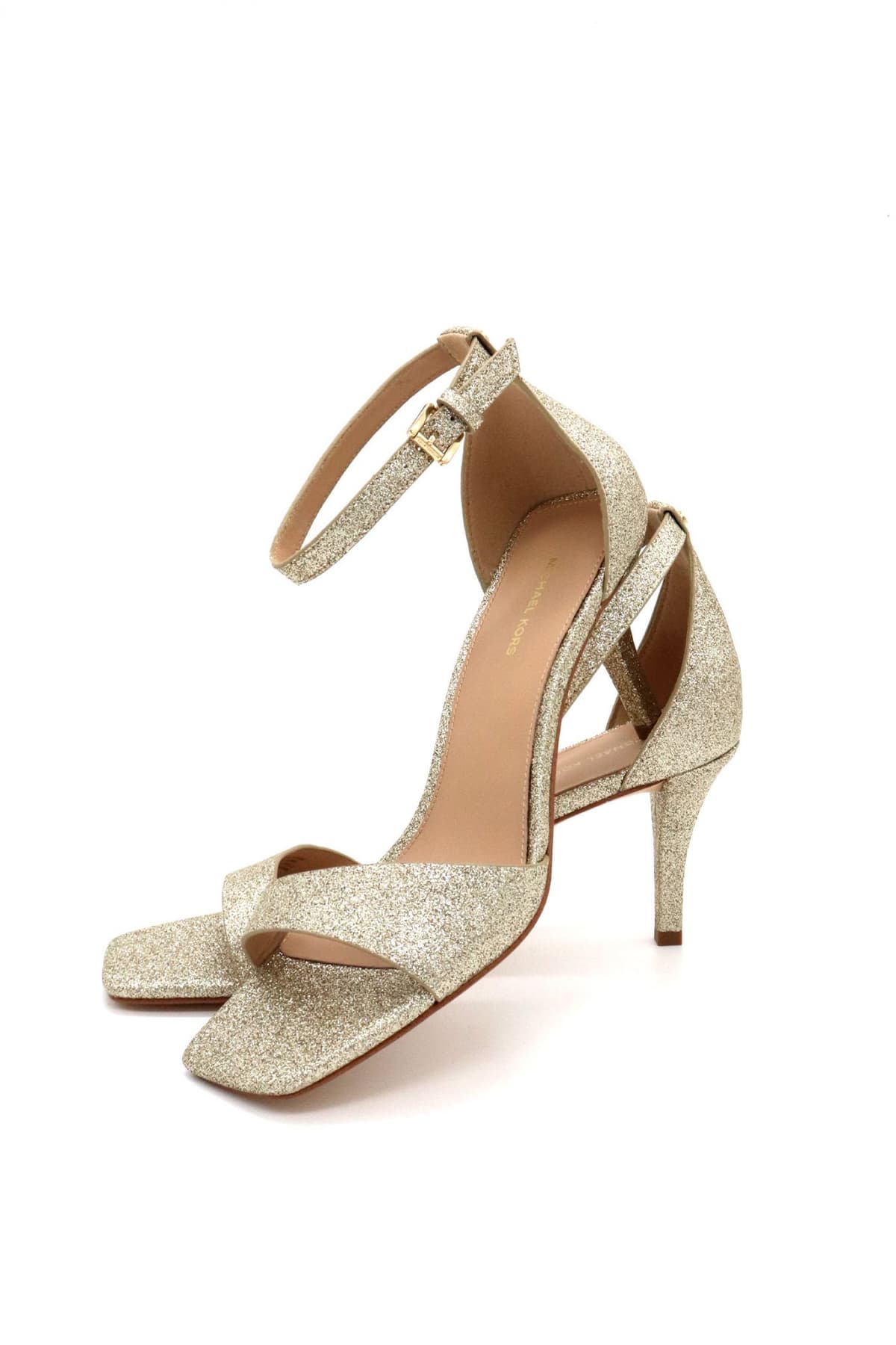 MICHAEL KORS ΠΑΠΟΥΤΣΙΑ ΠΕΔΙΛΑ JAIDA HEELED SANDAL GLITTER LOGO ΧΡΥΣΟ