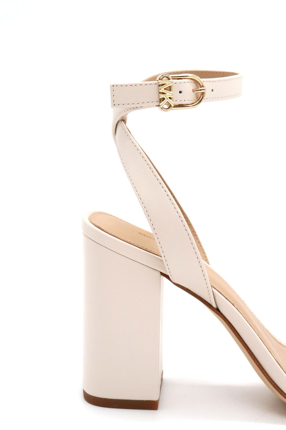 MICHAEL KORS ΠΑΠΟΥΤΣΙΑ ΠΕΔΙΛΑ ΜΕRRIAM BLOCK HEEL METAΛΛΙΚΟ LOGO ΚΡΕΜ