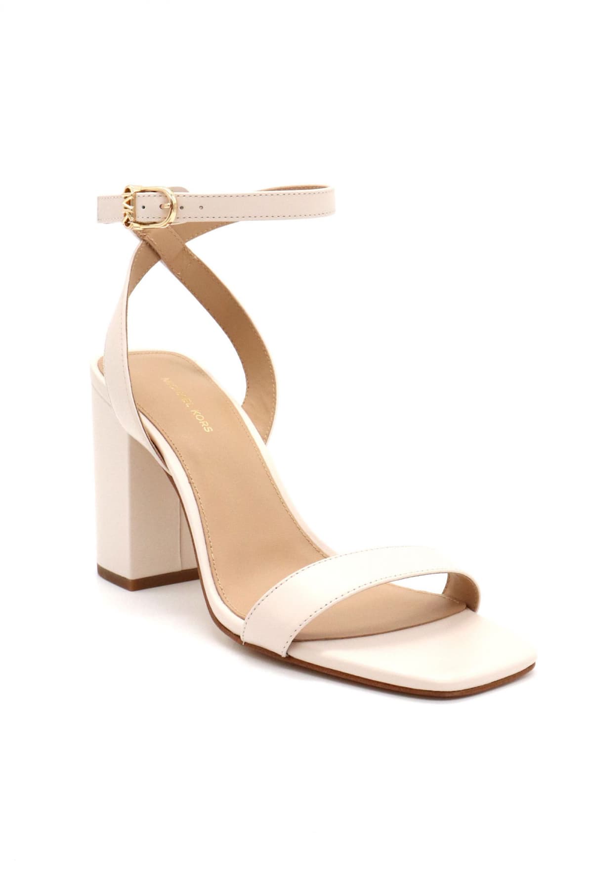 MICHAEL KORS ΠΑΠΟΥΤΣΙΑ ΠΕΔΙΛΑ ΜΕRRIAM BLOCK HEEL METAΛΛΙΚΟ LOGO ΚΡΕΜ