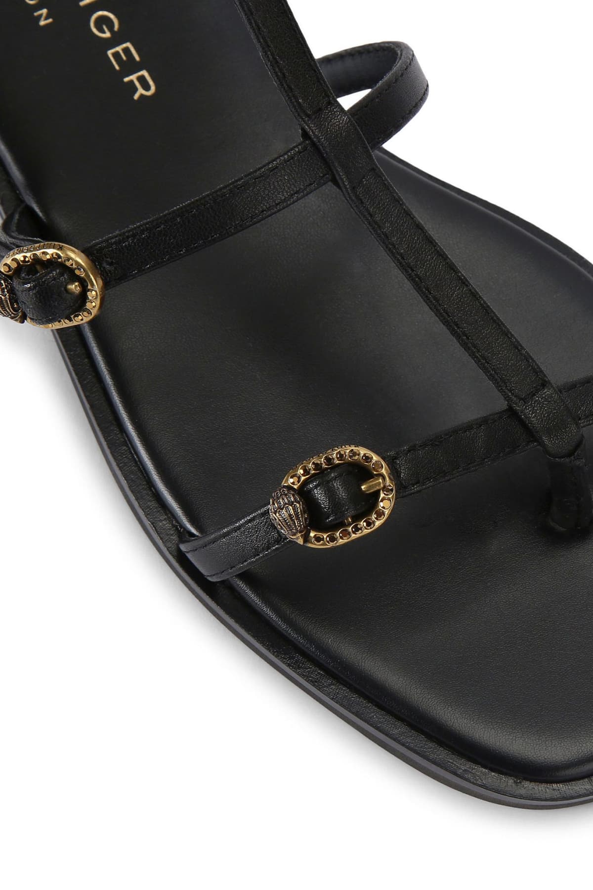 KURT GEIGER ΠΑΠΟΥΤΣΙΑ ΣΑΝΔΑΛΙΑ REGENT FLAT GLADIATOR LOGO ΜΑΥΡΟ