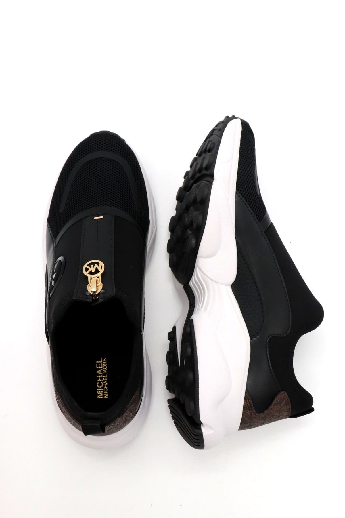 MICHAEL KORS ΠΑΠΟΥΤΣΙΑ SNEAKERS SAMI ZIP TRAINER ΦΕΡΜΟΥΑΡ LOGO MAYΡΟ