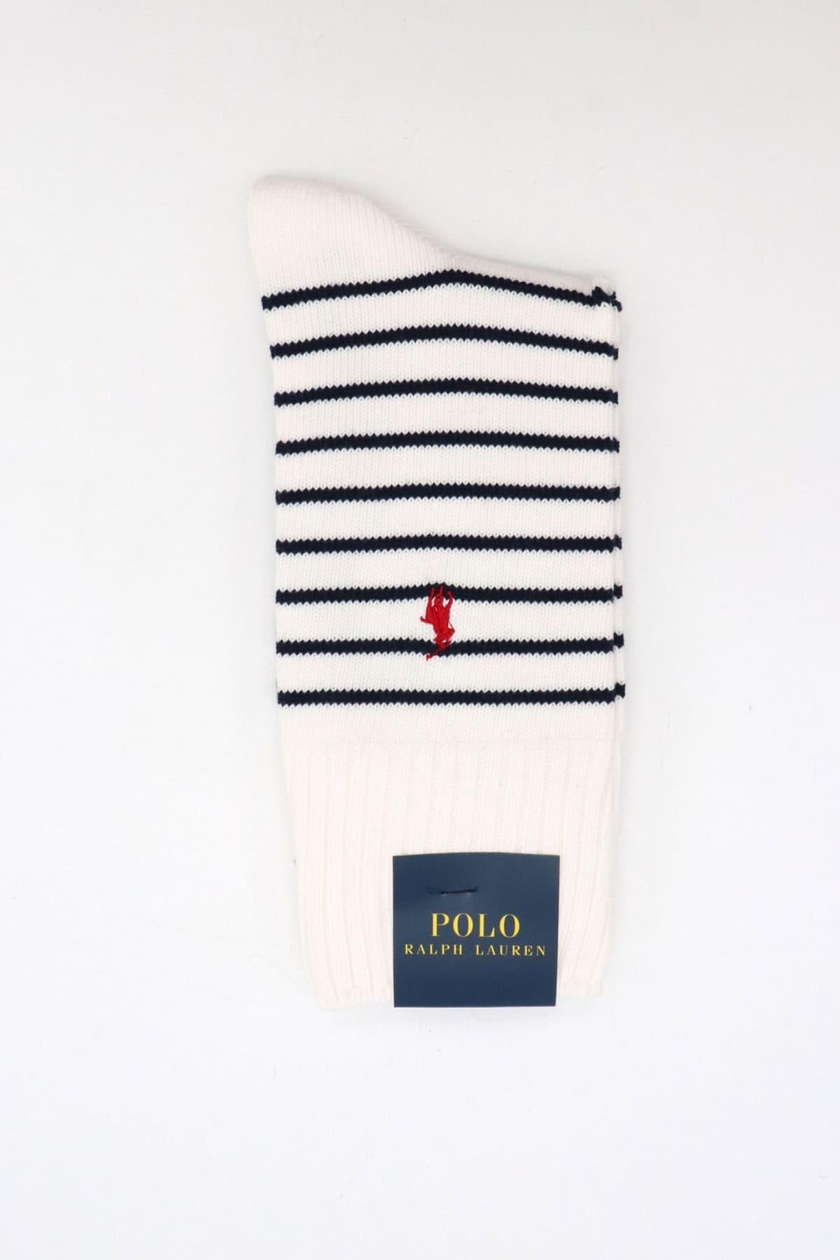 RALPH LAUREN ΚΑΛΤΣΕΣ ΡΙΓΕ LOGO ΛΕΥΚΟ-ΜΠΛΕ