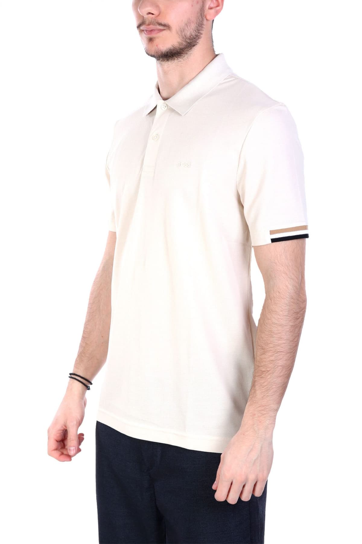 BOSS POLO PARLAY 147 MERCERISED ΕΚΡΟΥ