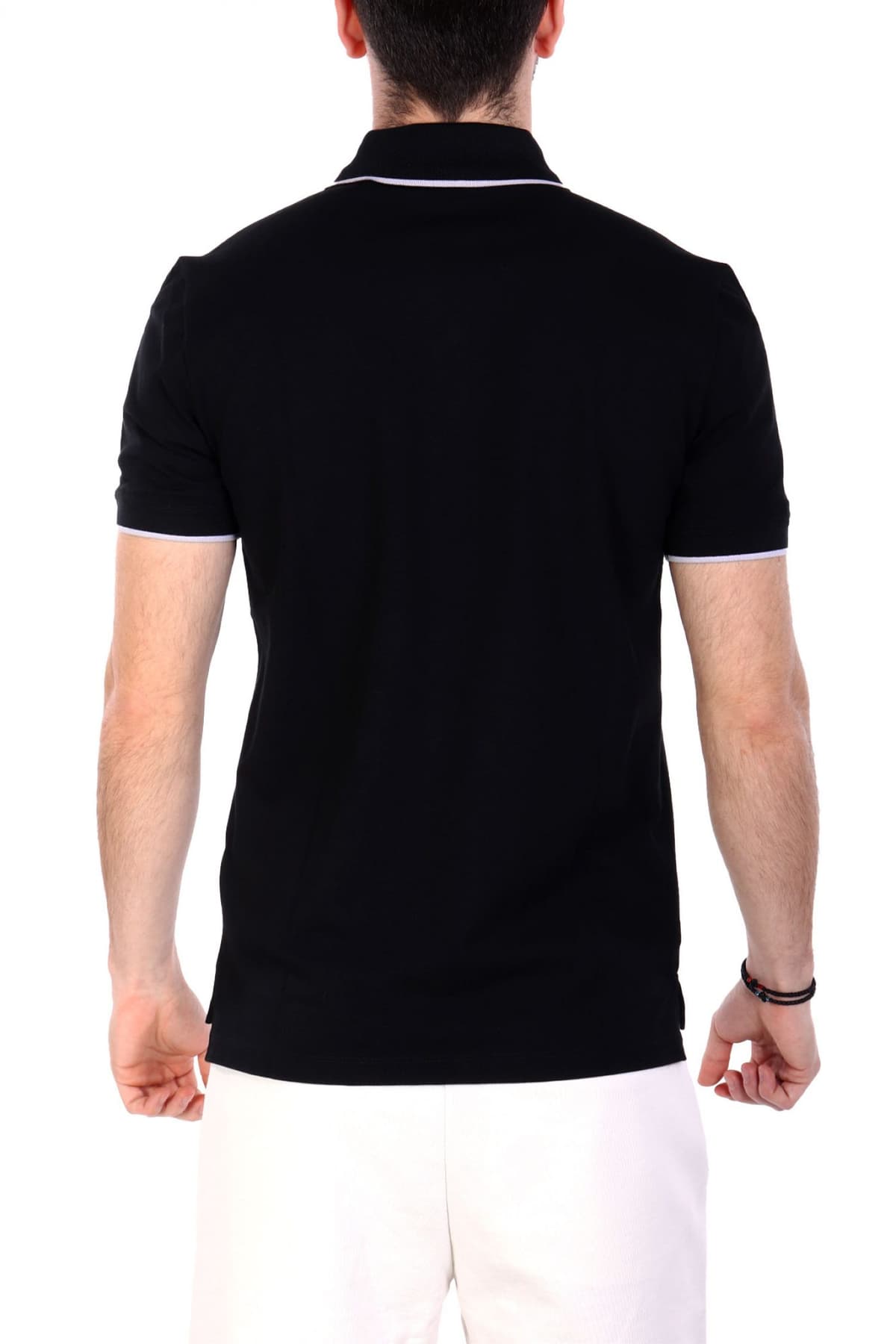 HUGO POLO DINOSO222 SLIM FIT ΡΙΓΑ ΜΑΥΡΟ