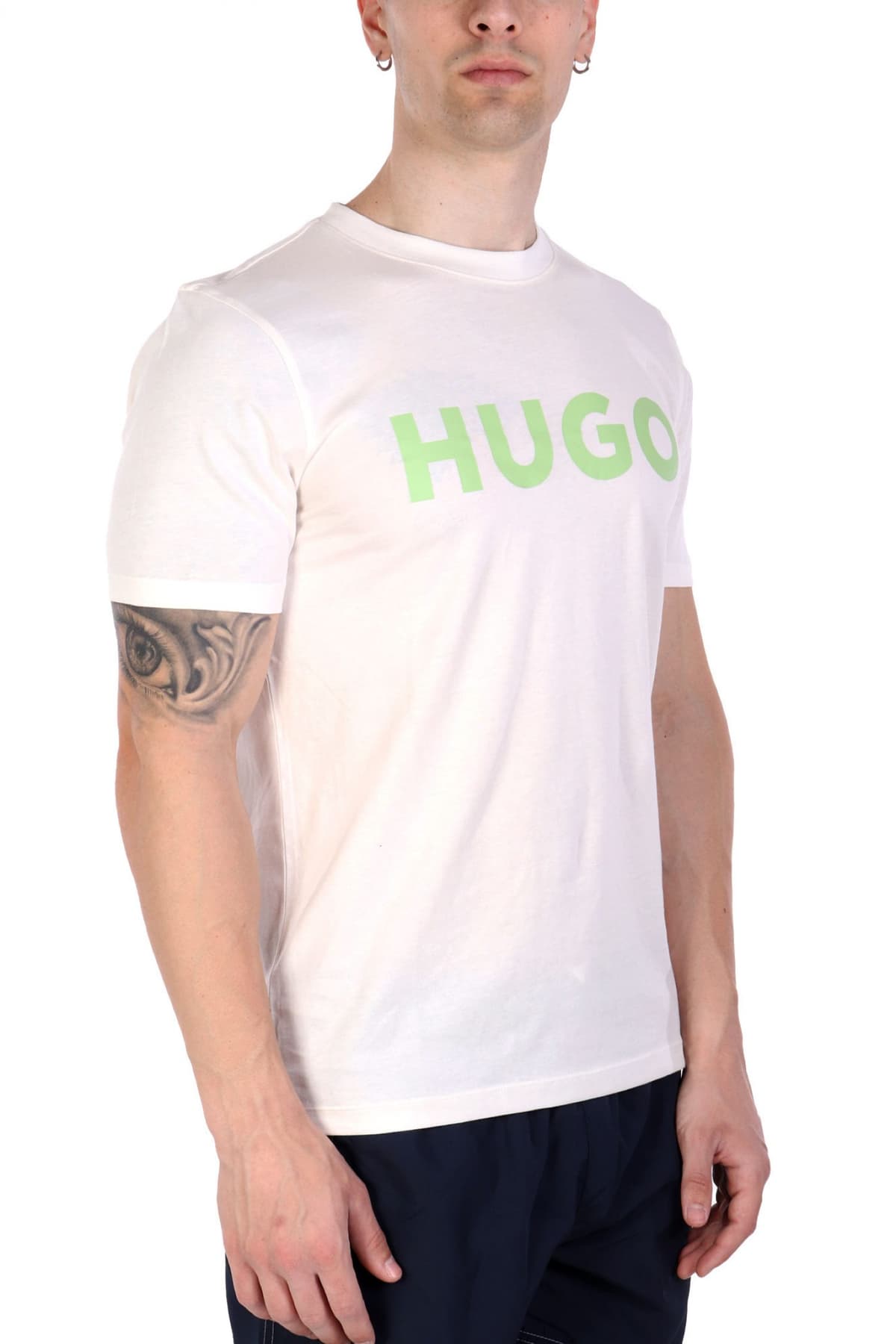 HUGO T-SHIRT DULIVIO LOGO ΛΕΥΚΟ-ΠΡΑΣΙΝΟ