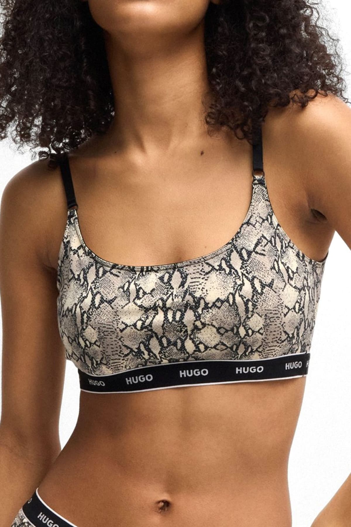 HUGO ΕΣΩΡΟΥΧΟ TWIN BRALETTE DESIGN LOGO ΜΑΥΡΟ-ΛΕΟΠΑΡ