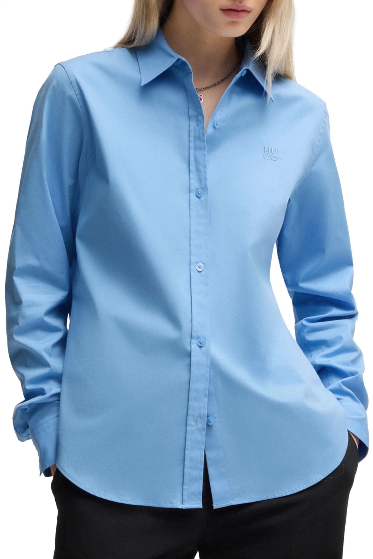 HUGO ΠΟΥΚΑΜΙΣΟ THE ESSENTIAL SHIRT LOGO ΣΙΕΛ