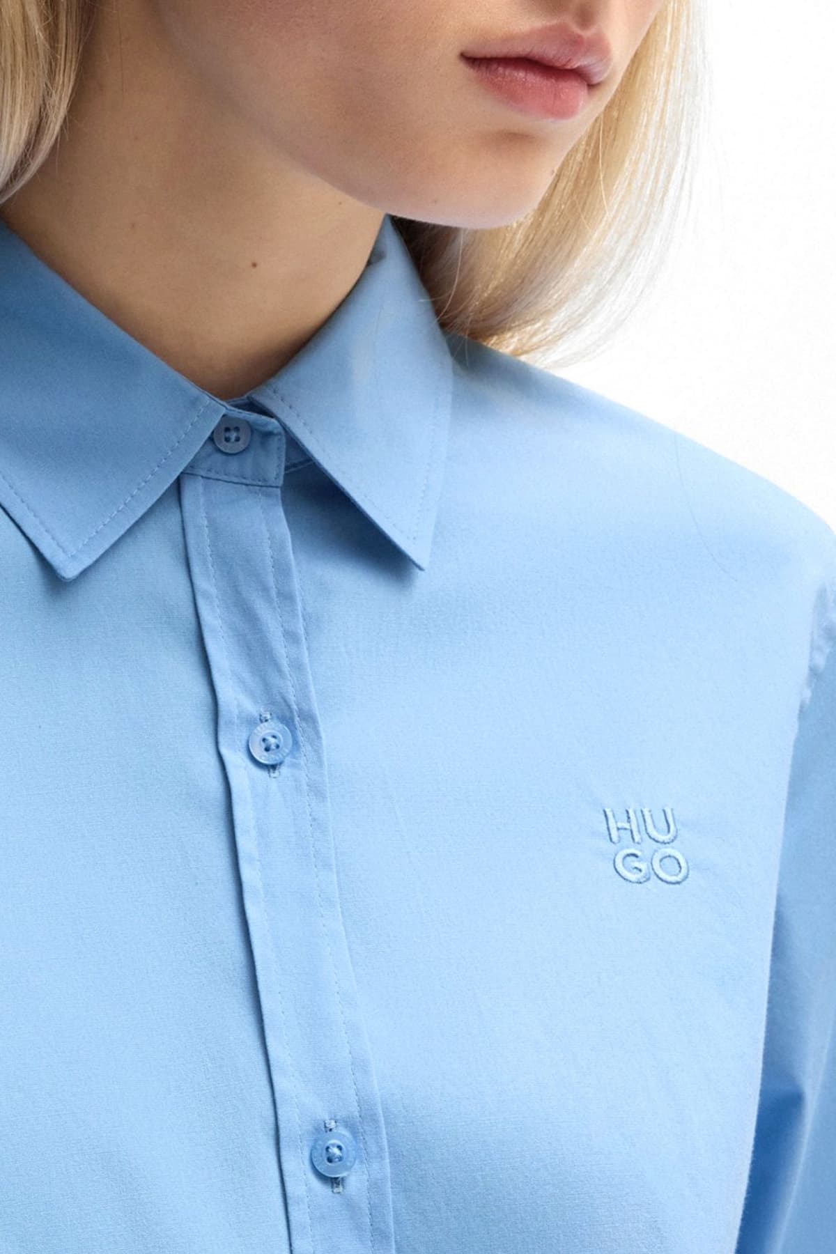 HUGO ΠΟΥΚΑΜΙΣΟ THE ESSENTIAL SHIRT LOGO ΣΙΕΛ