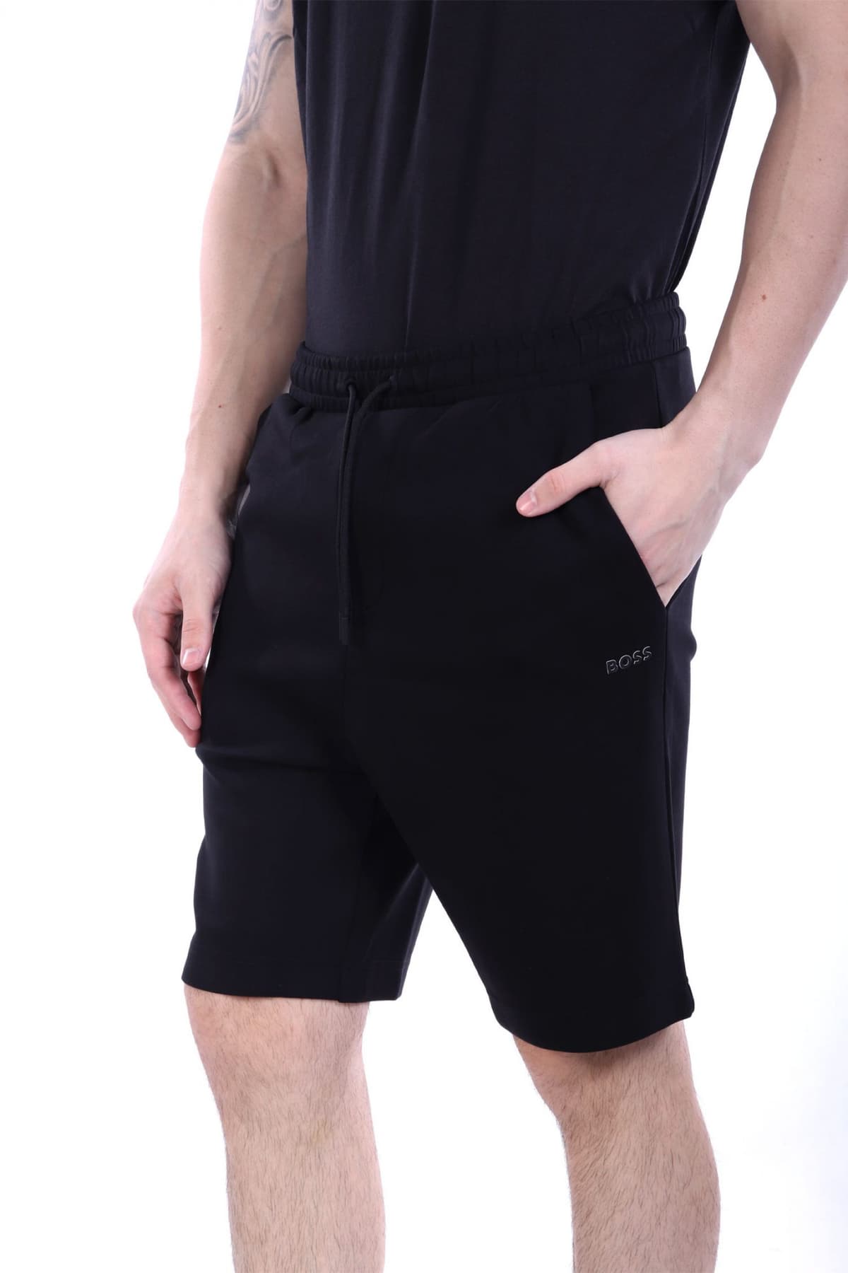 BOSS ATHLEISURE ΒΕΡΜΟΥΔΑ ΦΟΥΤΕΡ HEADLO ΜΑΥΡΟ