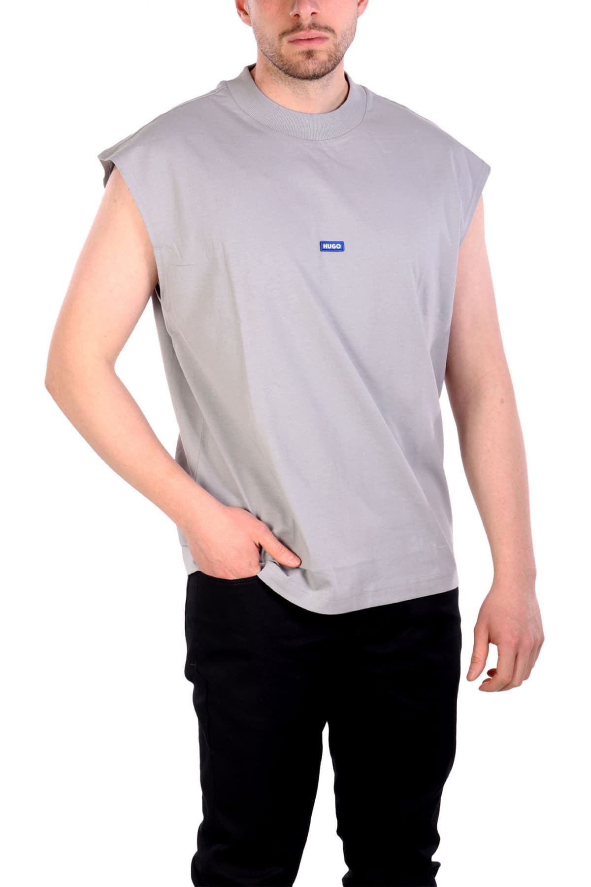 HUGO BLUE T-SHIRT NAVERTZ ΓΚΡΙ