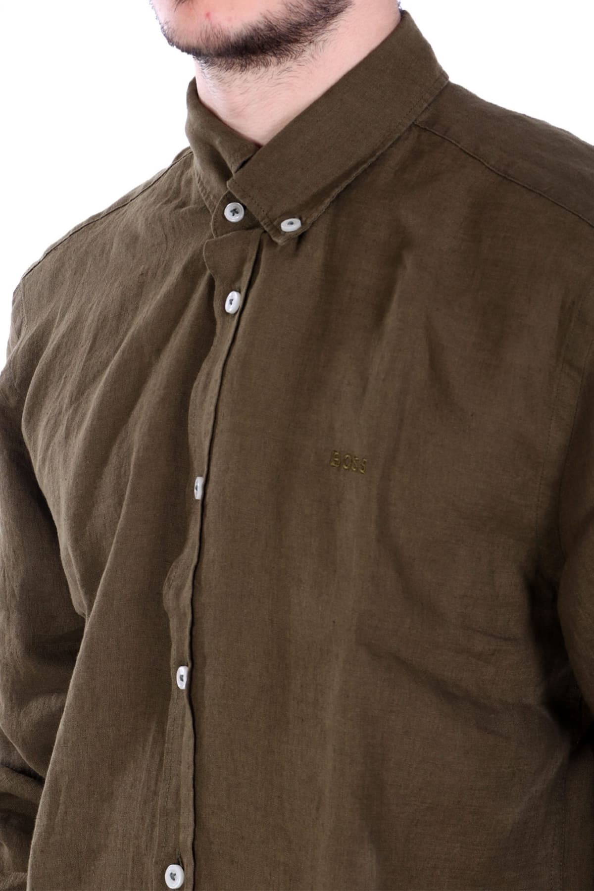 BOSS ΠΟΥΚΑΜΙΣΟ BUTTON DOWN ΛΙΝΟ SLIM FIT H-ROAN-BD-E-C1-243 ΛΑΔΙ