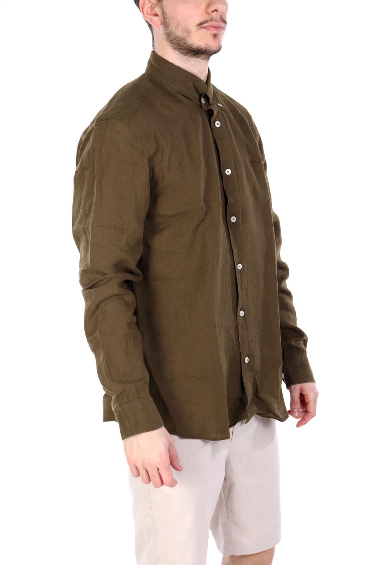 BOSS ΠΟΥΚΑΜΙΣΟ BUTTON DOWN ΛΙΝΟ SLIM FIT H-ROAN-BD-E-C1-243 ΛΑΔΙ