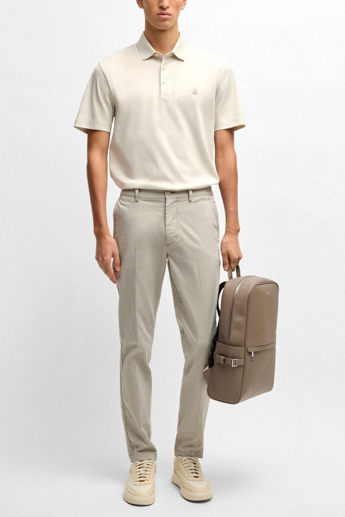 BOSS POLO REGULAR FIT C-PARRIS 01 ΕΚΡΟΥ