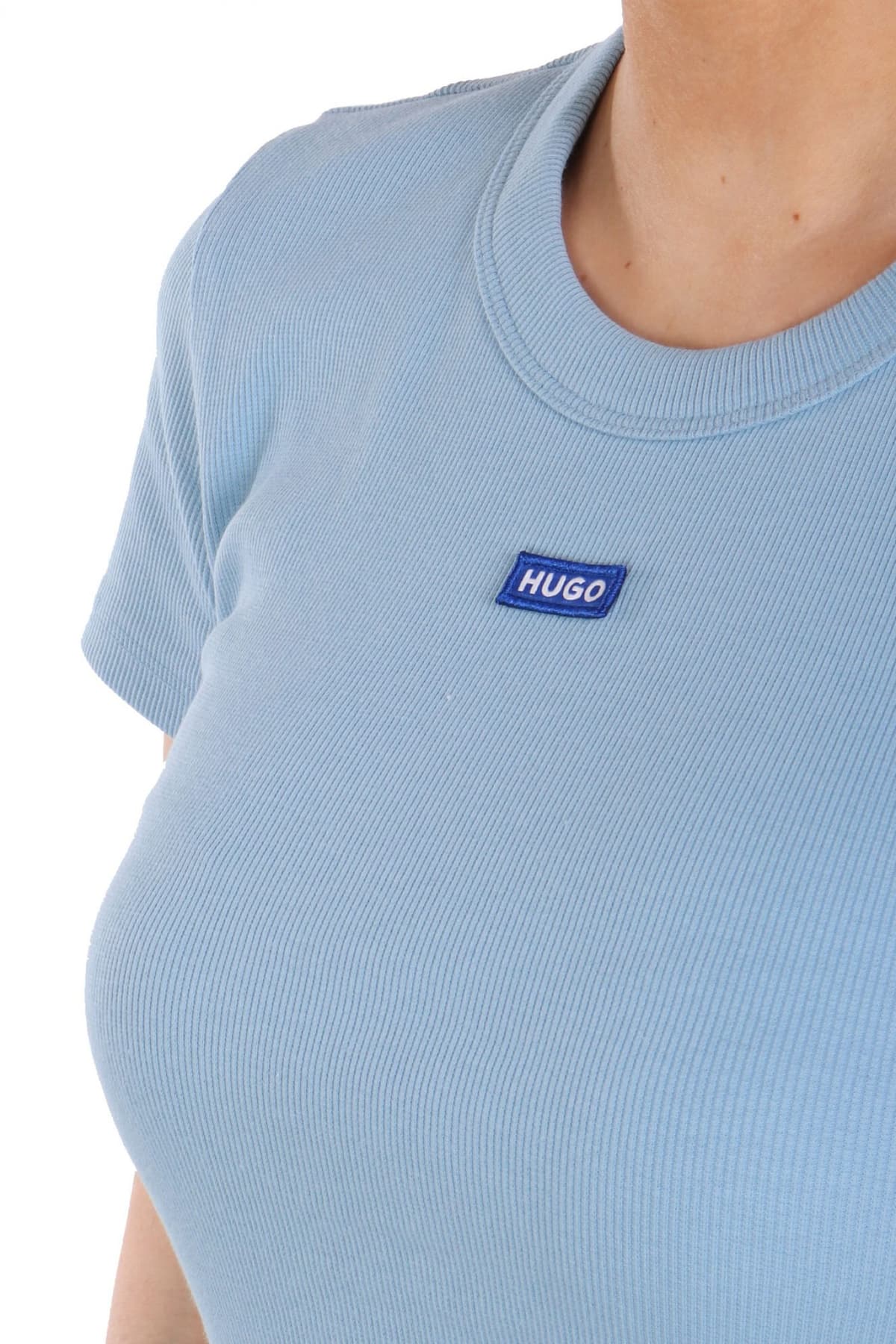 HUGO BLUE T-SHIRT EASY TEE_B JERSEY LOGO ΑΝΟΙΧΤΟ ΜΠΛΕ