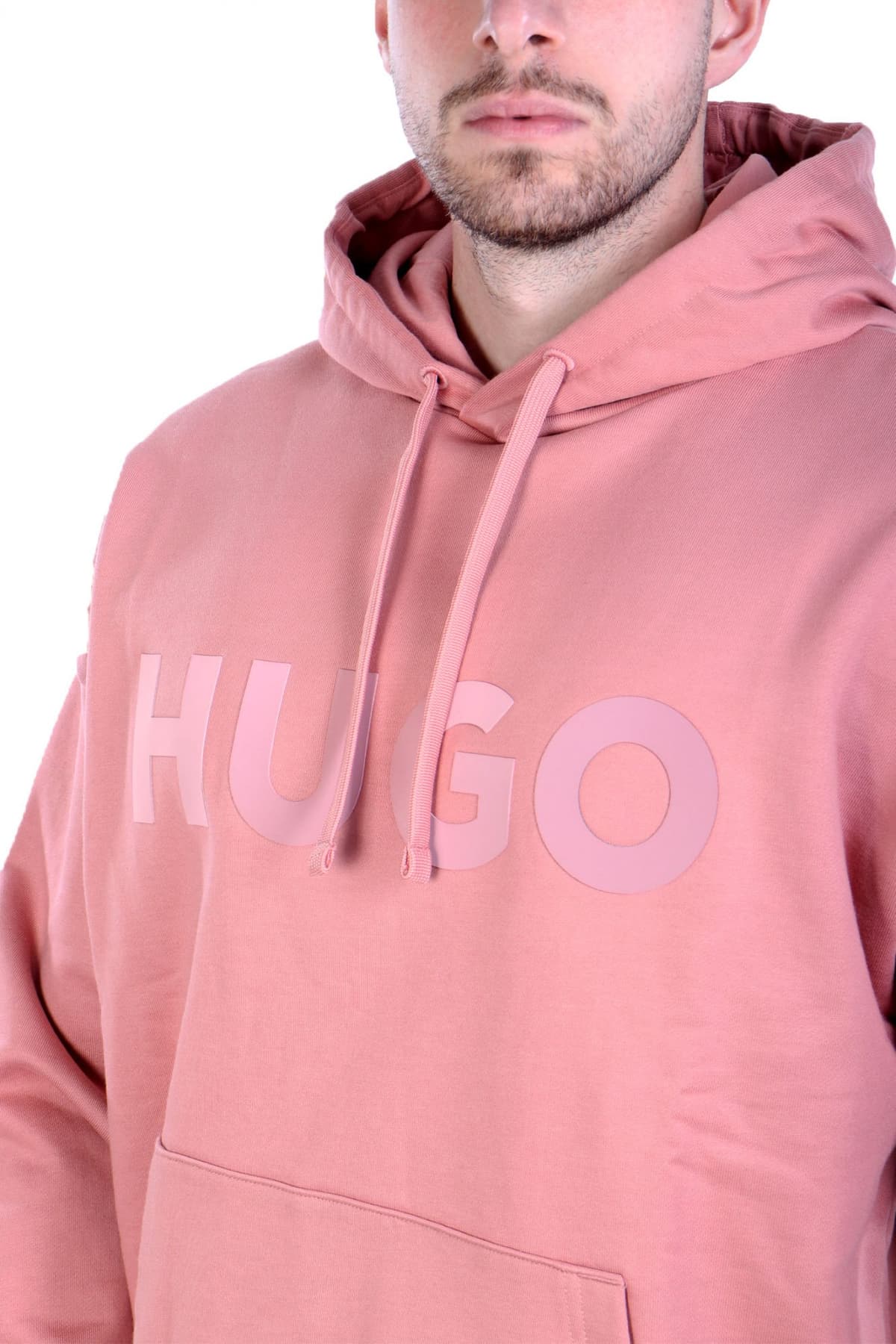 HUGO ΦΟΥΤΕΡ HOODIE DITCHLE OVERSIZED FIT LOGO ΡΟΖ