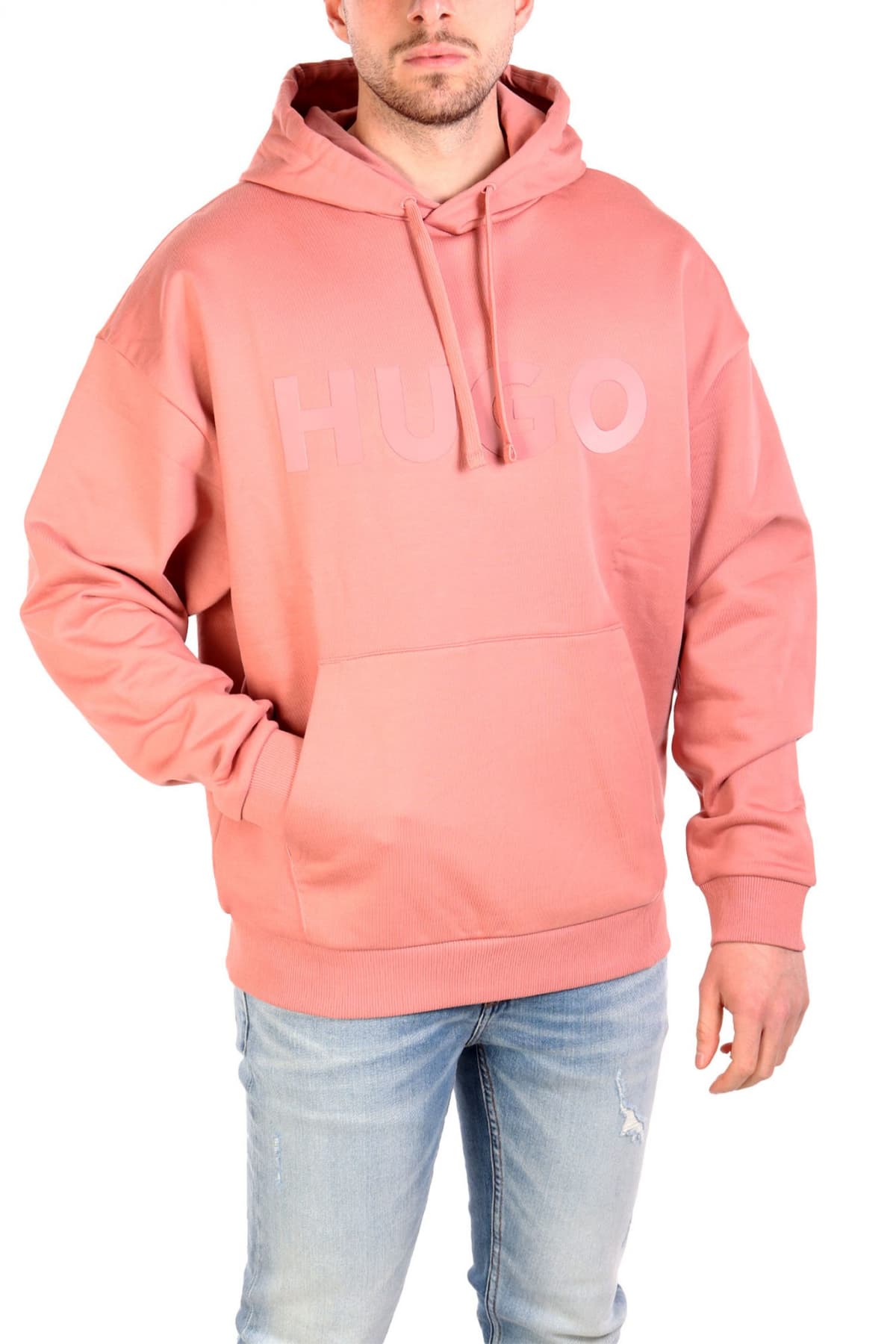 HUGO ΦΟΥΤΕΡ HOODIE DITCHLE OVERSIZED FIT LOGO ΡΟΖ