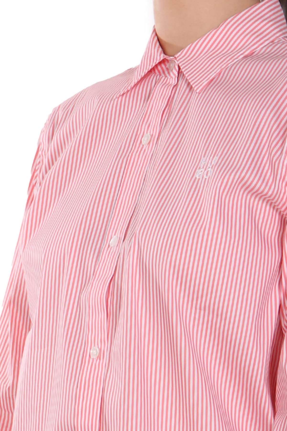 HUGO ΠΟΥΚΑΜΙΣΟ THE ESSENTIAL SHIRT ΡΙΓΑ LOGO ΡΟΖ