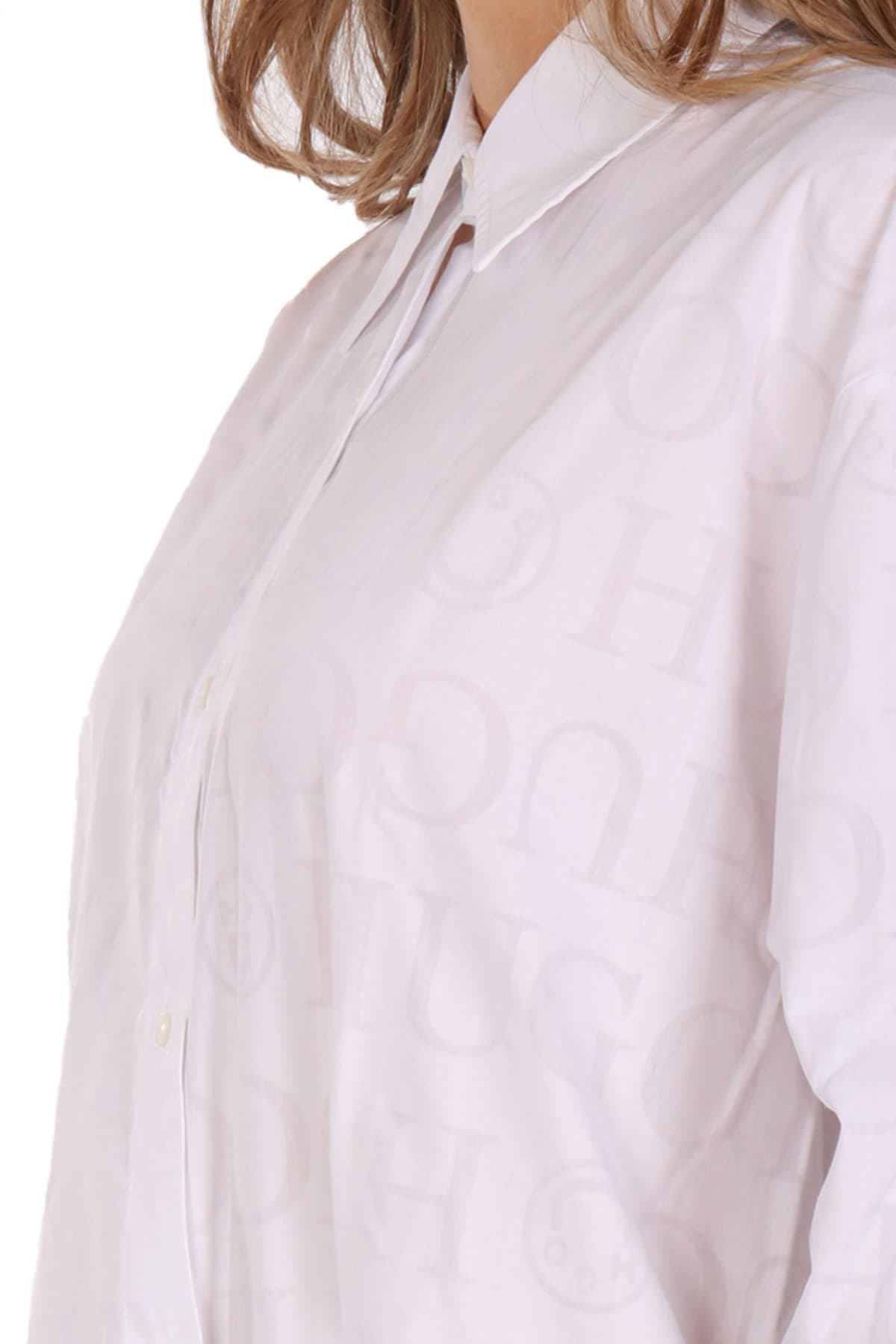 HUGO BLUE ΠΟΥΚΑΜΙΣΟ ELISANA_B ALL OVER LOGO ΛΕΥΚΟ