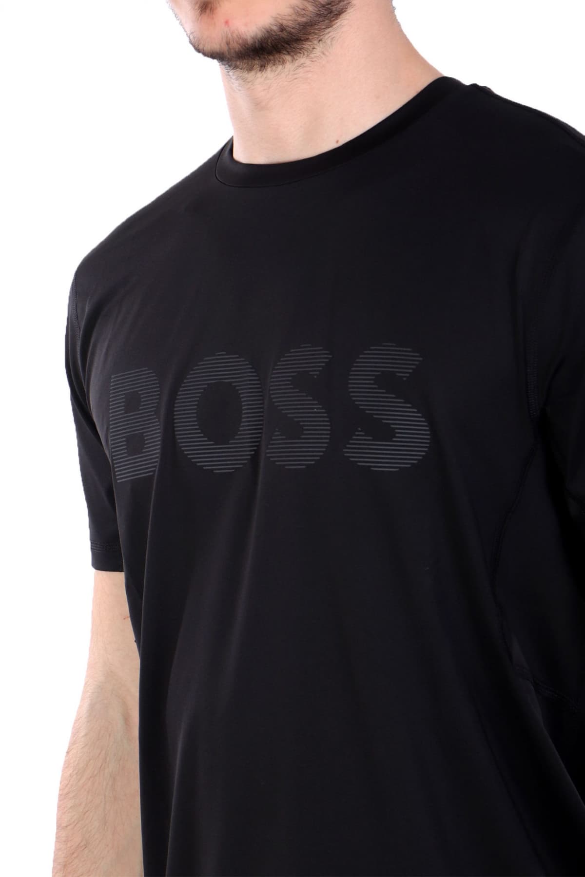 BOSS ATHLEISURE T-SHIRT TEE_ACTIVE ΜΑΥΡΟ