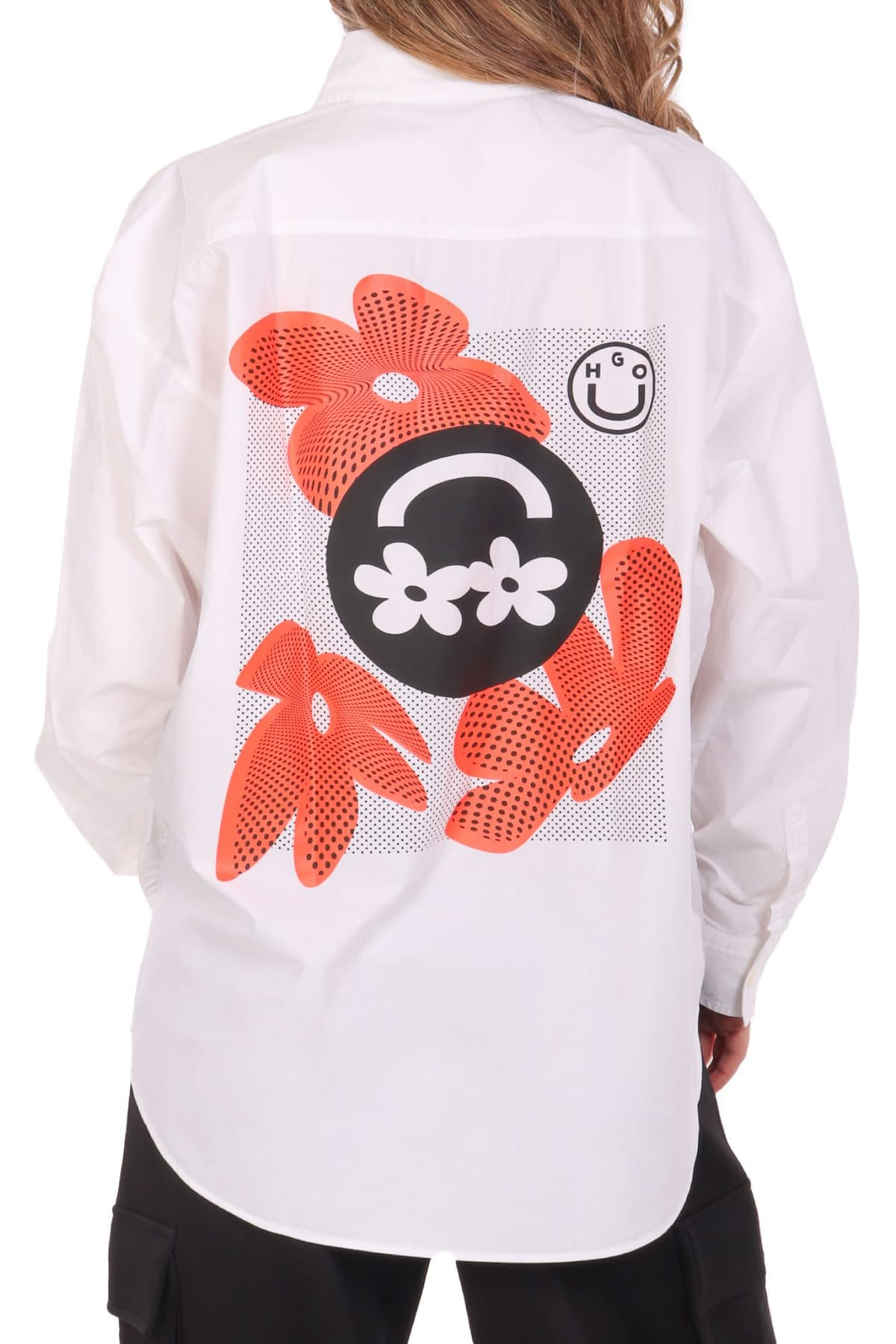 HUGO BLUE ΠΟΥΚΑΜΙΣΟ ELISANA_B LOGO ΛΕΥΚΟ