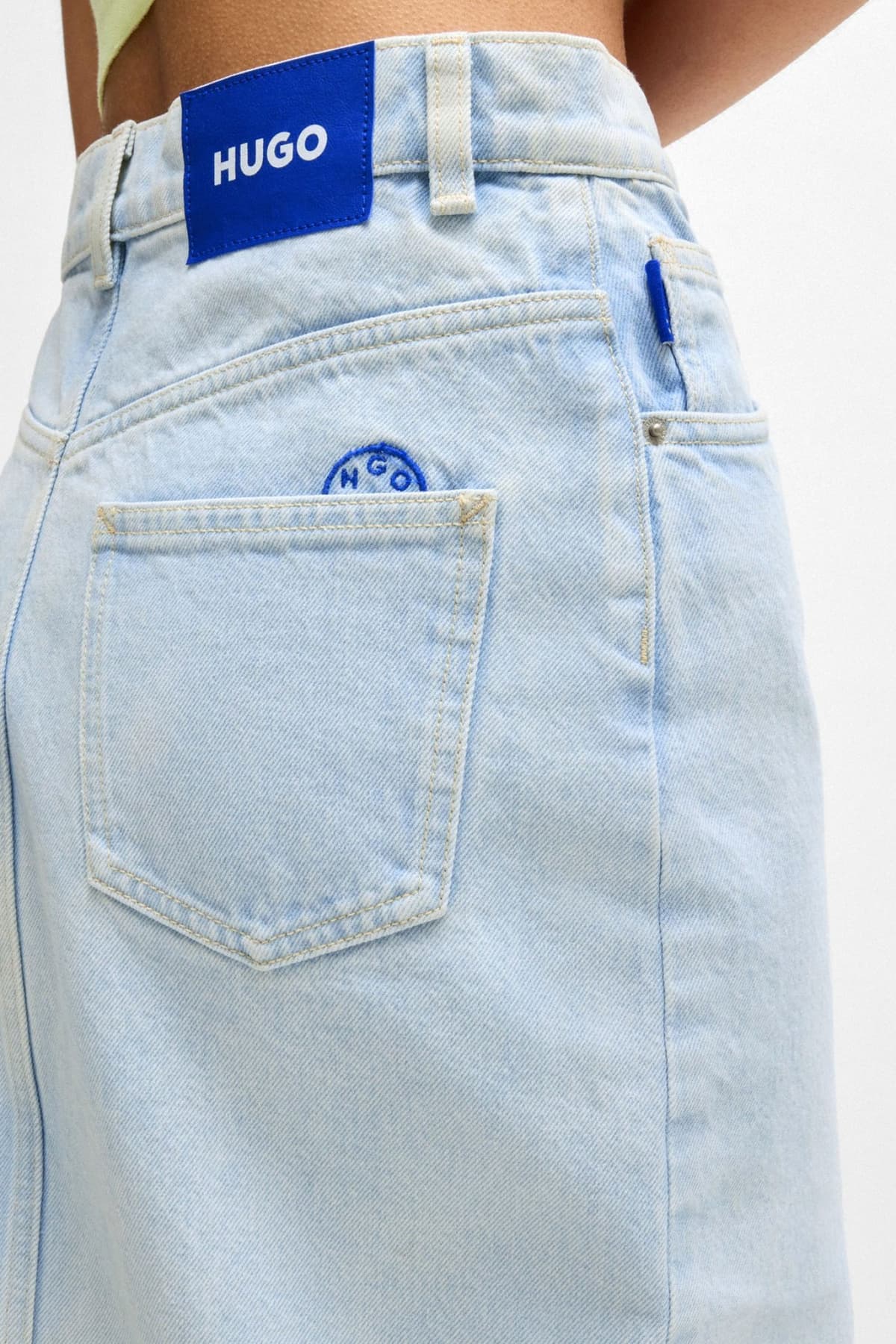 HUGO BLUE ΦΟΥΣΤΑ GALITA_1_B JEANS MIDI ΑΝΟΙΓΜΑ ΜΠΡΟΣΤΑ ΓΑΛΑΖΙΟ