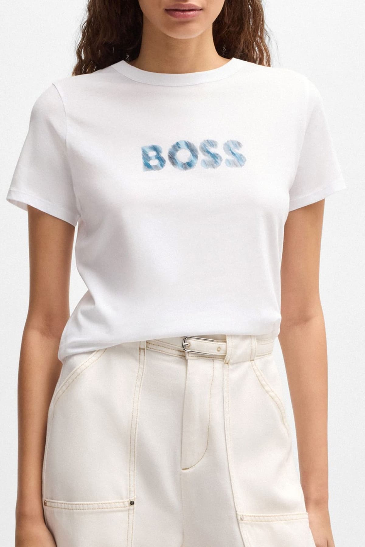 BOSS T-SHIRT C_ELOGO_PRINT_7 LOGO ΛΕΥΚΟ