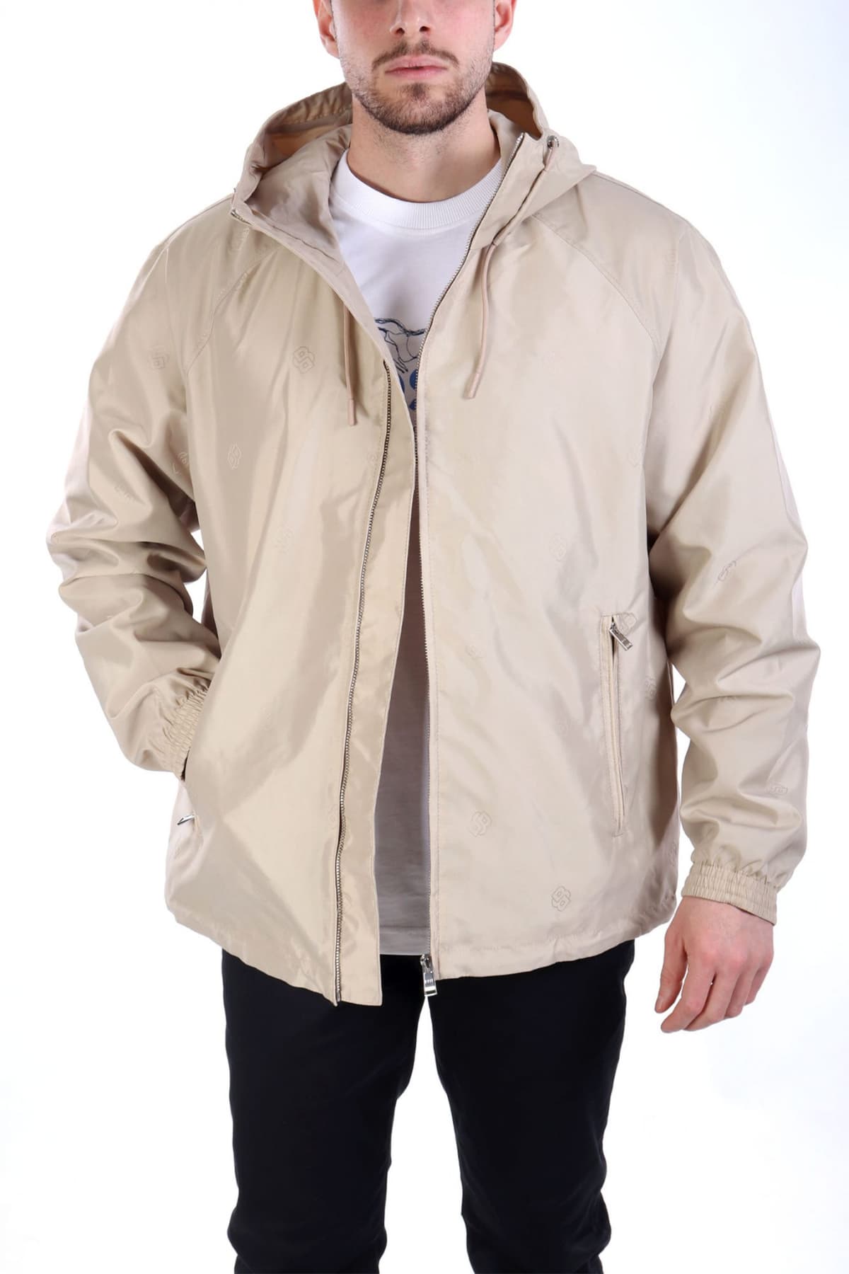 BOSS ΜΠΟΥΦΑΝ JACKET ΜΕ ΚΟΥΚΟΥΛΑ C-CLOUDS ΜΠΕΖ