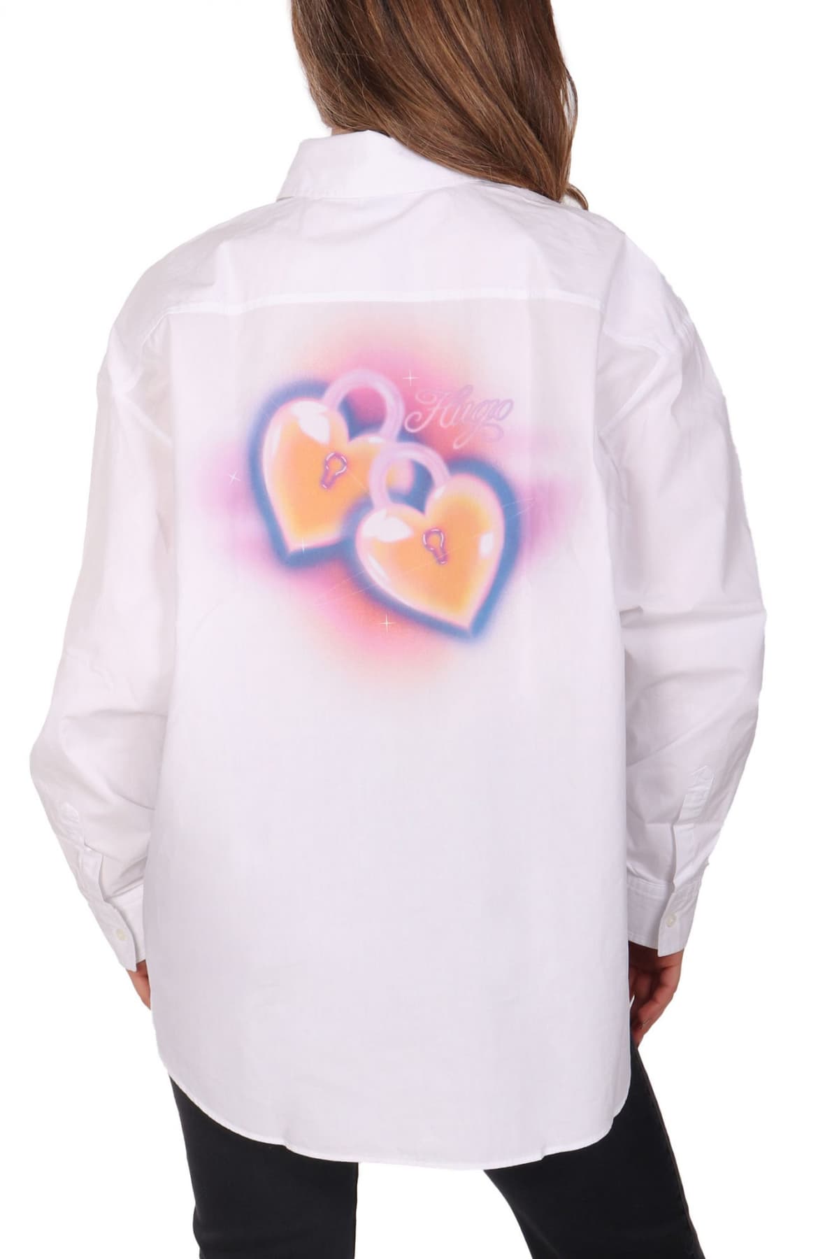 HUGO BLUE ΠΟΥΚΑΜΙΣΟ ELISANA_B LOGO ΛΕΥΚΟ