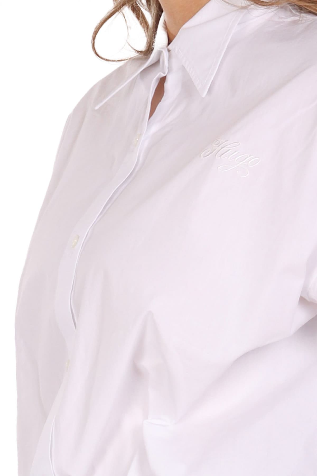 HUGO BLUE ΠΟΥΚΑΜΙΣΟ ELISANA_B LOGO ΛΕΥΚΟ