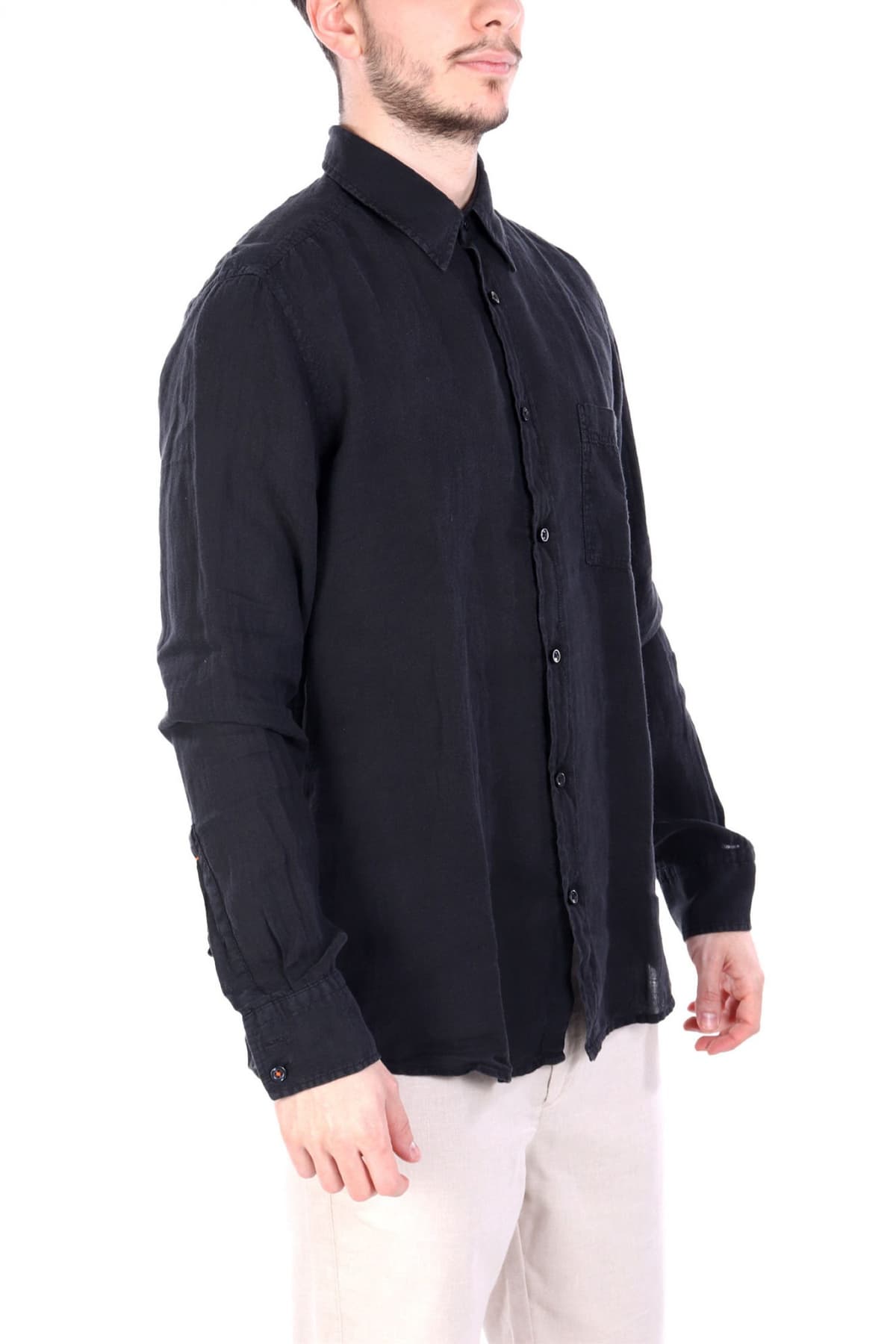 BOSS CASUAL ΠΟΥΚΑΜΙΣΟ ΛΙΝΟ REGULAR FIT RELEGANT 6 M ΜΑΥΡΟ