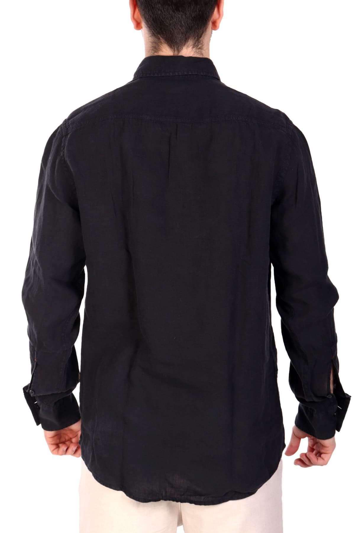 BOSS CASUAL ΠΟΥΚΑΜΙΣΟ ΛΙΝΟ REGULAR FIT RELEGANT 6 M ΜΑΥΡΟ